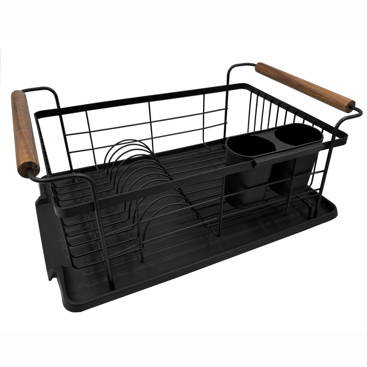 Better Homes & Gardens Metal and Acacia Wood Dish Drying Rack with Utensil Holder