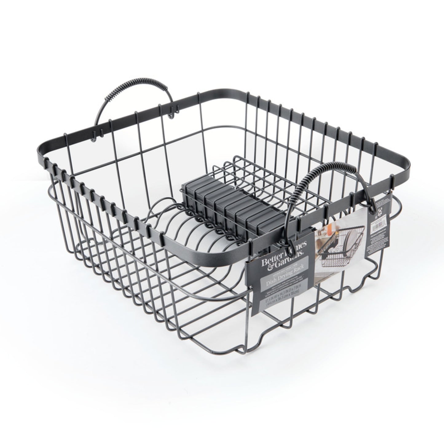 Better Homes & Gardens Metal Dish Rack with Caddy, Antique Gray, Best Used for Dish Drying and Sink Organization