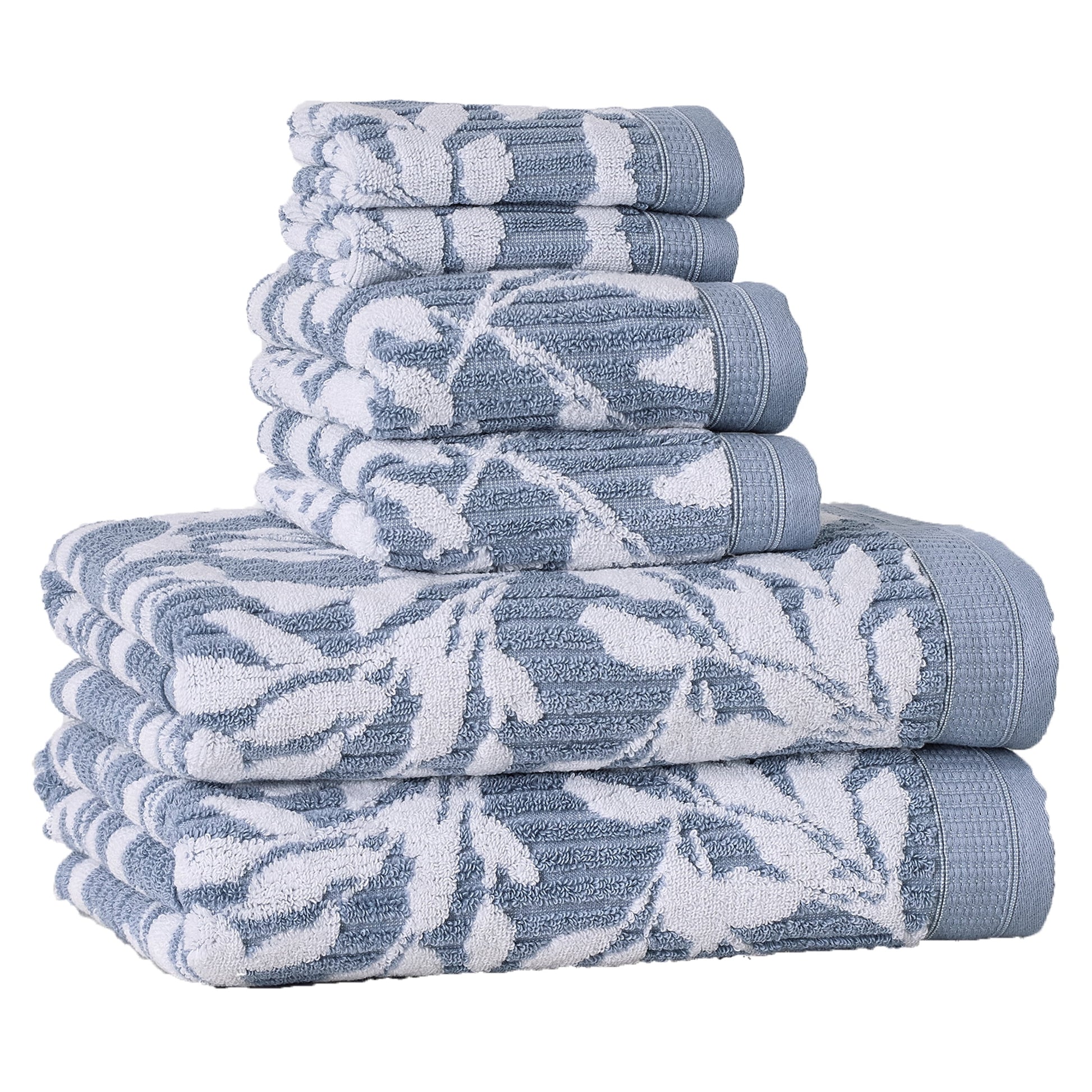 Better Homes & Gardens Signature Soft Floral 6 Piece Towel Set,Rich Black/Soft Silver
