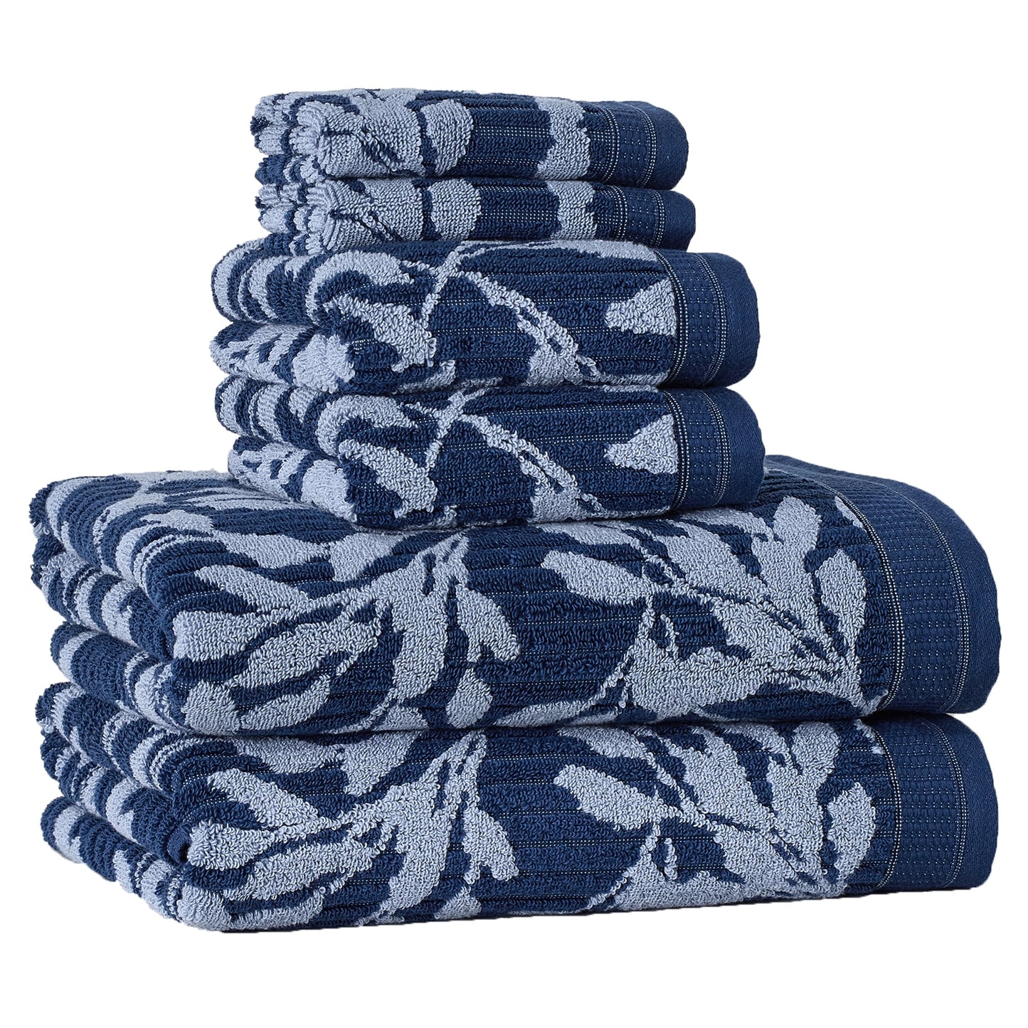 Better Homes & Gardens Signature Soft Floral 6 Piece Towel Set,Blue Admiral/Blue Silver