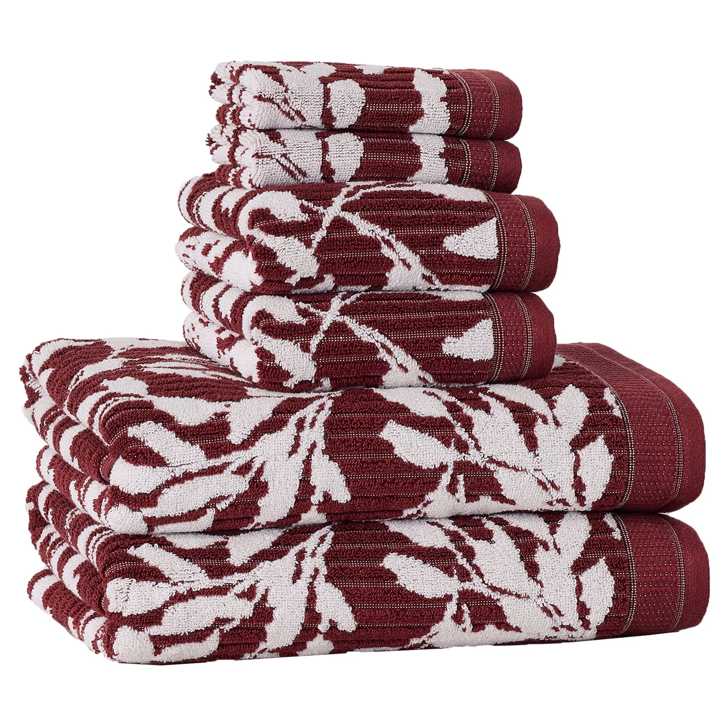 Better Homes & Gardens Signature Soft Floral 6 Piece Towel Set,Deep Redwood/Vanilla Dream