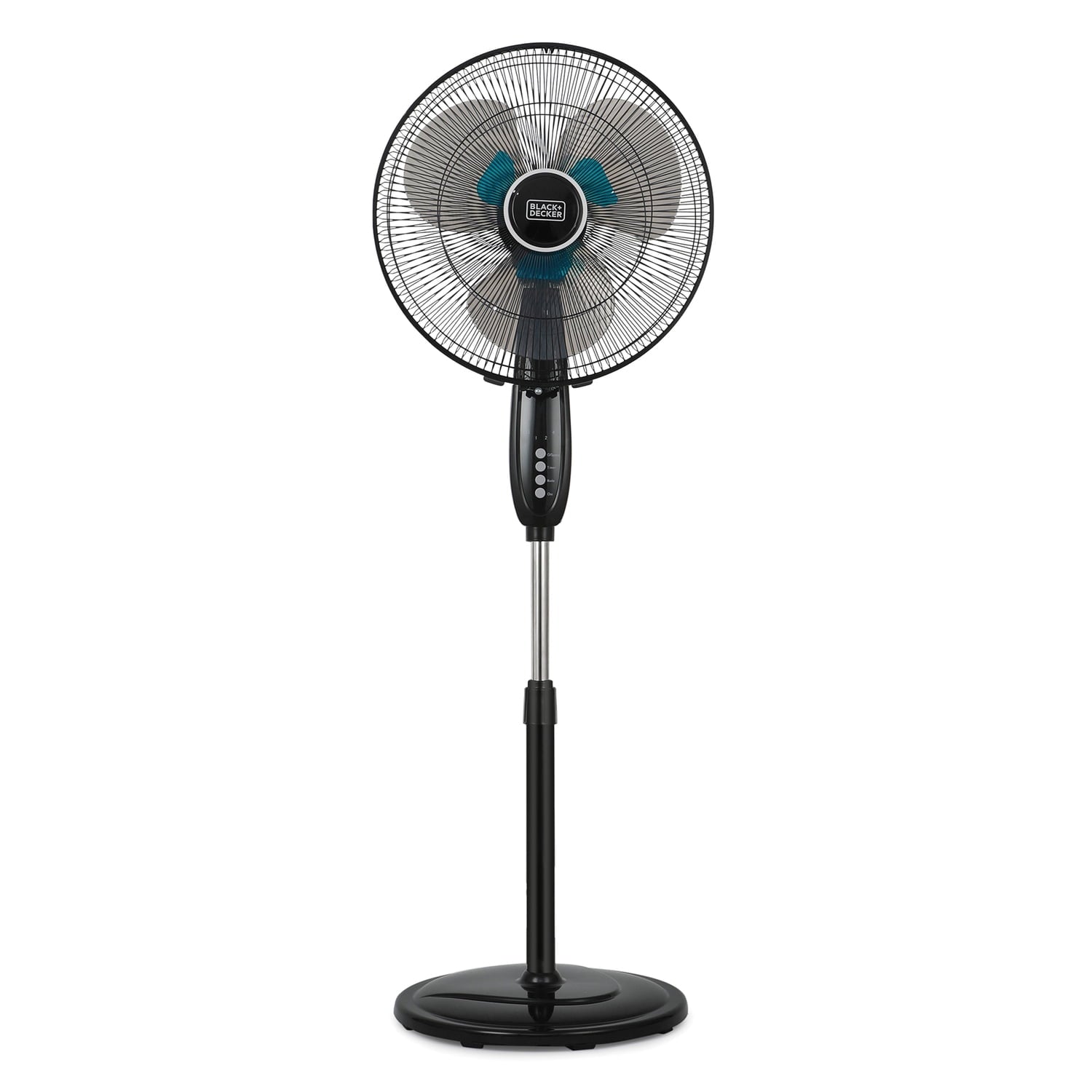 BLACK+DECKER 16-In. 3-Speed Dual-Blade Oscillating Stand Fan with Remote, Black, BFSD116B