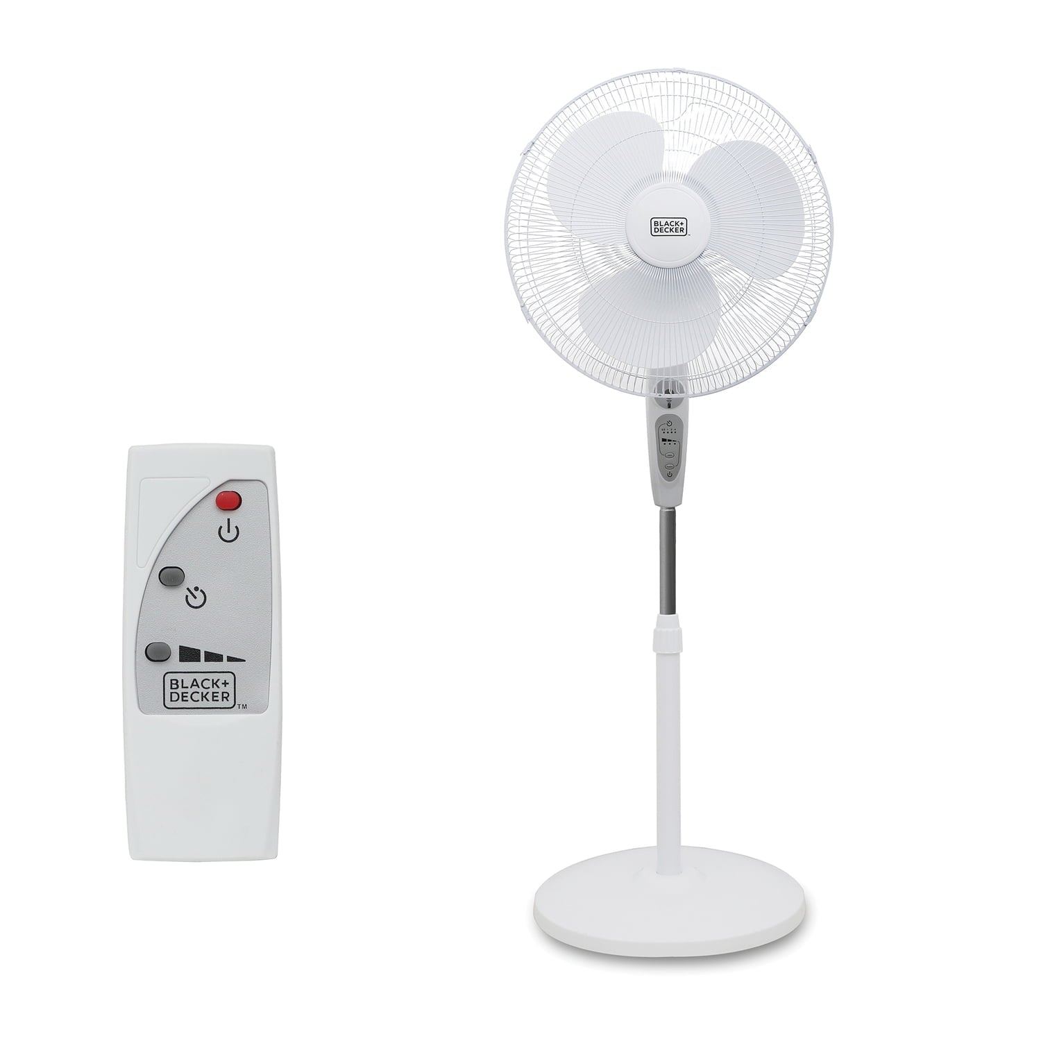 BLACK+DECKER 18-In. 3-Speed Oscillating Stand Fan with Remote, BFSR18 (White)