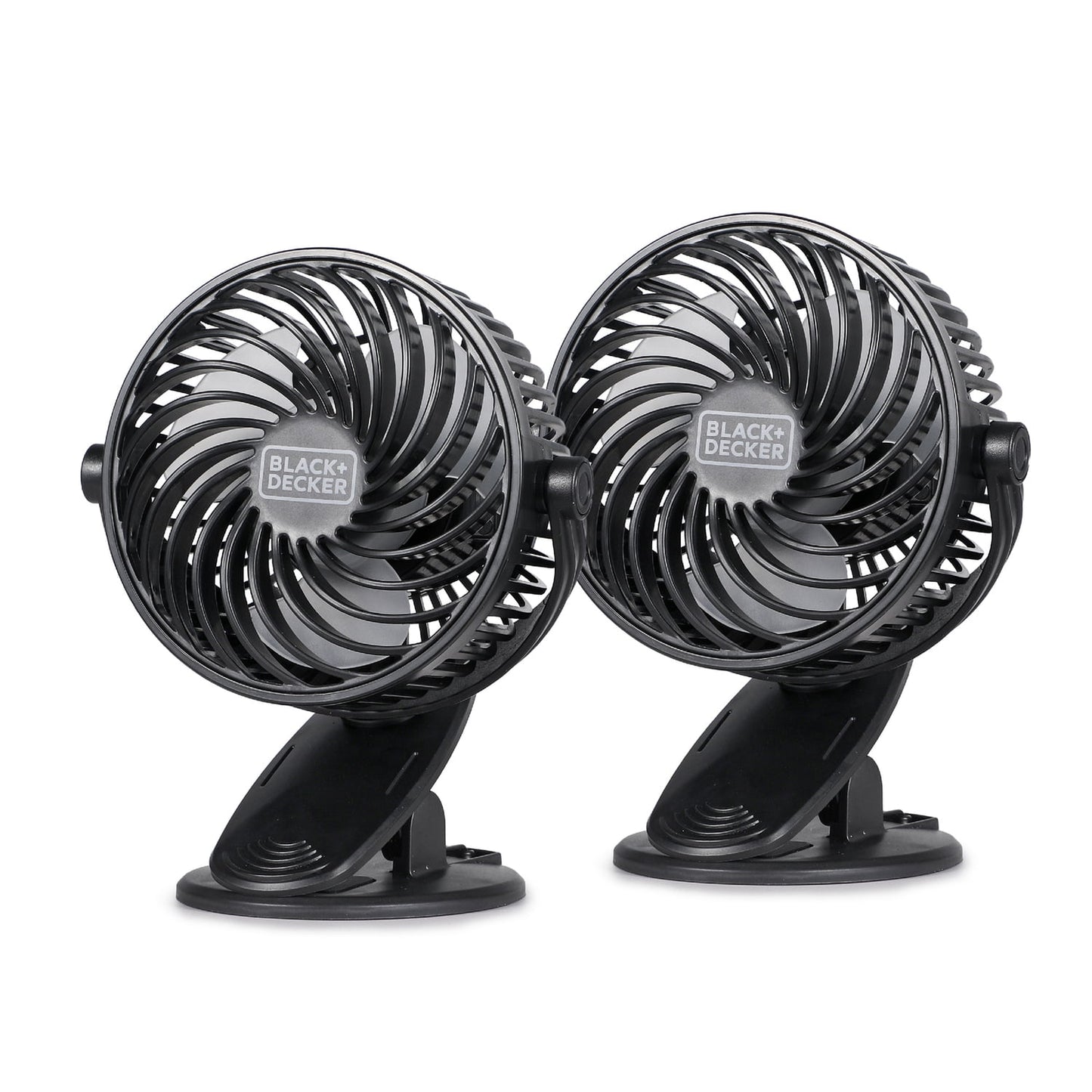 BLACK+DECKER BFDC42PK 4-In. 3-Speed Portable USB-Powered Convertible Clip Fan, Black, 2 Count