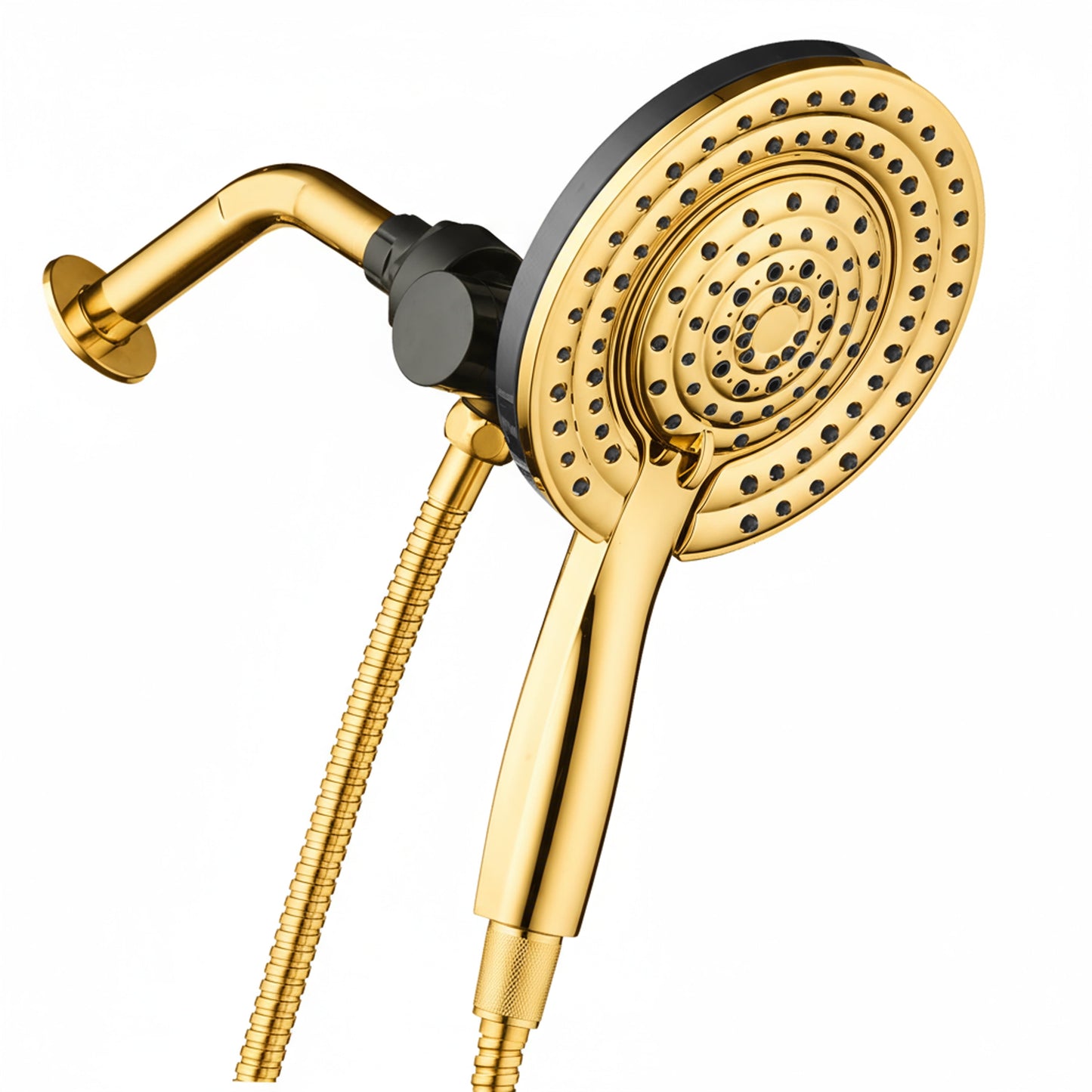 BLACK+DECKER Dual Shower Head with 5 Spray Settings and Detachable Wand and Stainless Steel Hose, Chrome