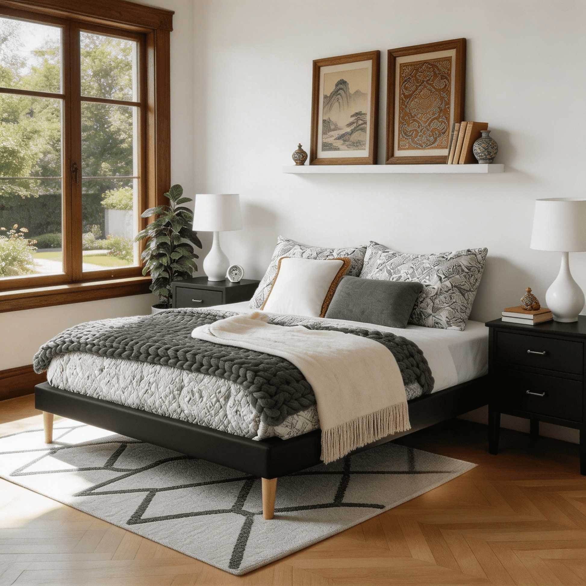 BSHTI King Size Faux Leather Platform Bed Frame with Wood Slats â€“ Sturdy Solid Wood Construction, Waterproof & Easy to Clean, No Box Spring Needed, Under-Bed Storage Space, Black