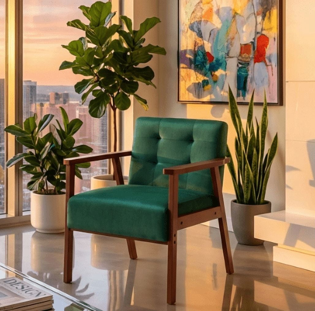BSHTI SillÃ³n Decorativa con ArmazÃ³n de Madera, SillÃ³n Decorativa Resistente con ArmazÃ³n de Madera Maciza con Estilo Classic para Sala de Estar