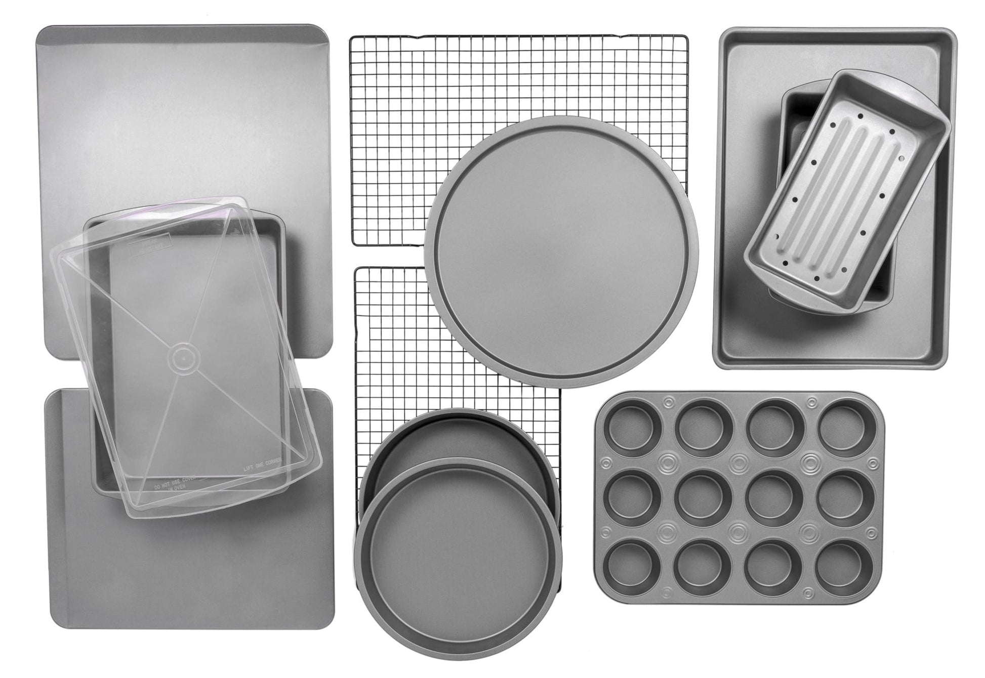 BakerEze 12-Piece Nonstick Steel Bakeware Set, Cookie Pan Set, Gray