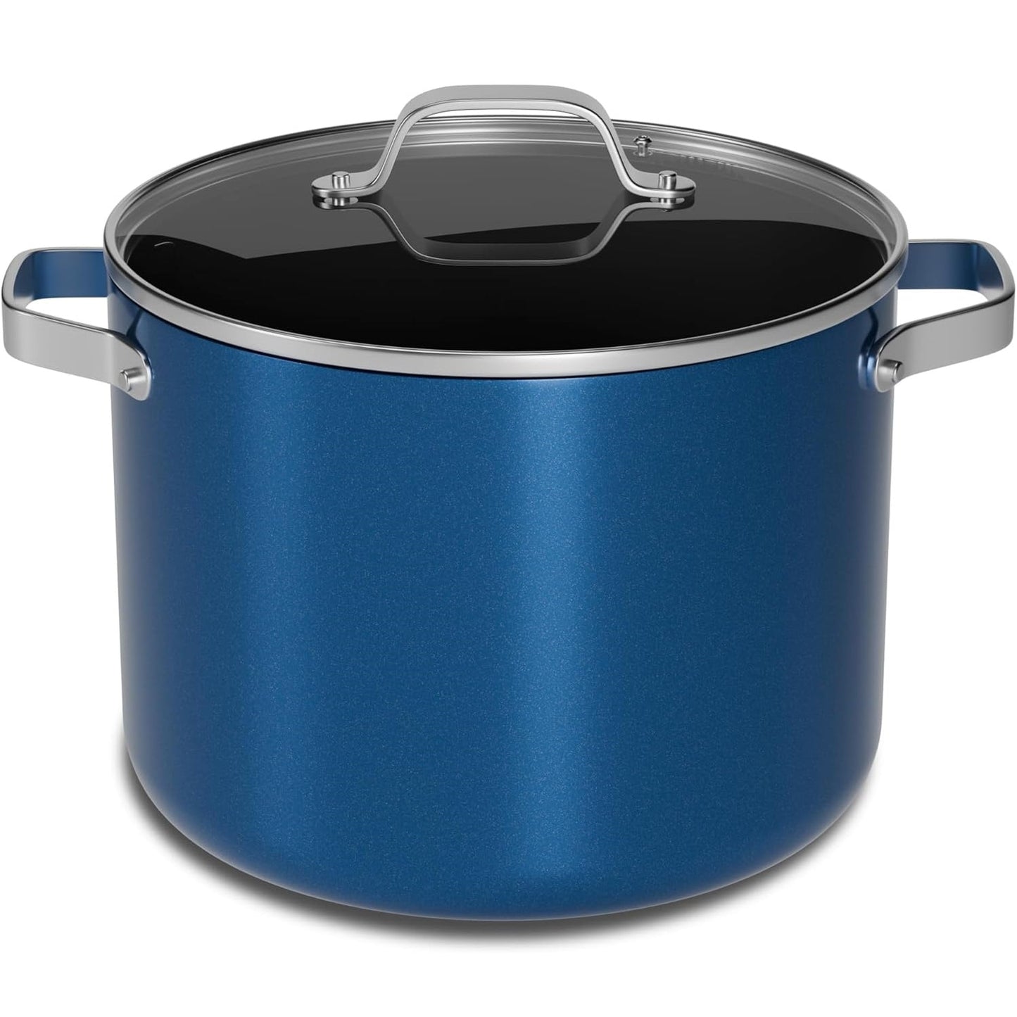 Bakken 12.5 Quart Ceramic Coated Stock Pot with Glass Lid, Nonstick, Oven Safe to 500Â°F, Stainless Steel Handles, All Stove Compatible, Blue
