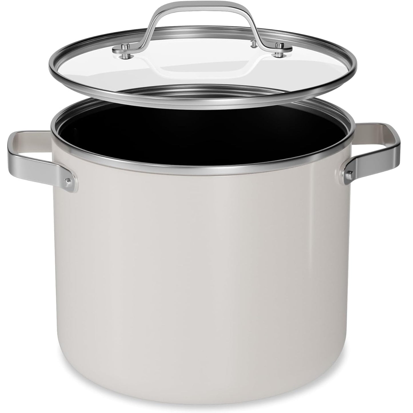 Bakken 16 Quart Ceramic Coated Stock Pot with Glass Lid, Nonstick, Oven Safe to 500Â°F, Stainless Steel Handles, All Stove Compatible, Blue