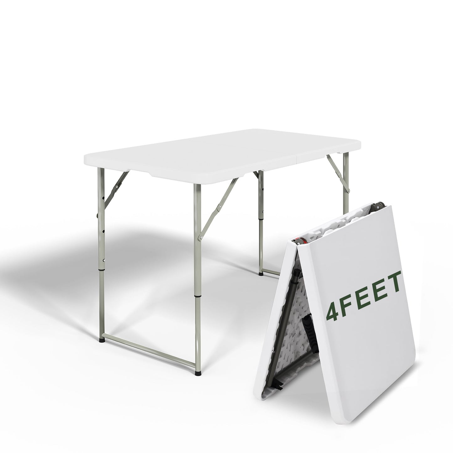 BalanceFrom Portable Folding Table, 4 Feet Foldable Table, Indoor/ Outdoor Heavy Duty Folding Table with Steel Legs & Handle, Perfect for Dining, Camping, Wedding, Picnic, Temporary