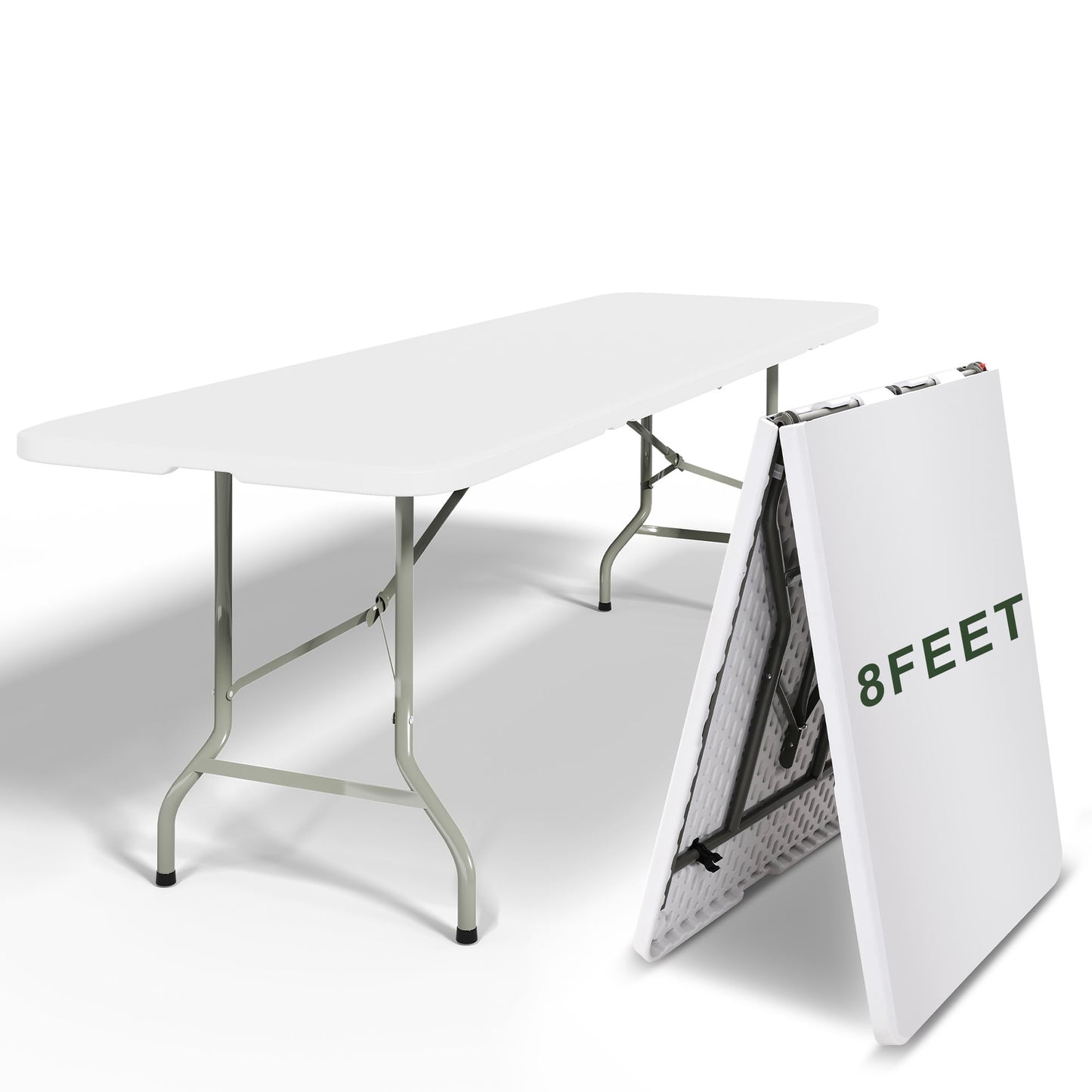 BalanceFrom Portable Folding Table, 8 Feet Foldable Table, Indoor/ Outdoor Heavy Duty Folding Table with Steel Legs & Handle, Perfect for Dining, Camping, Wedding, Picnic, Temporary