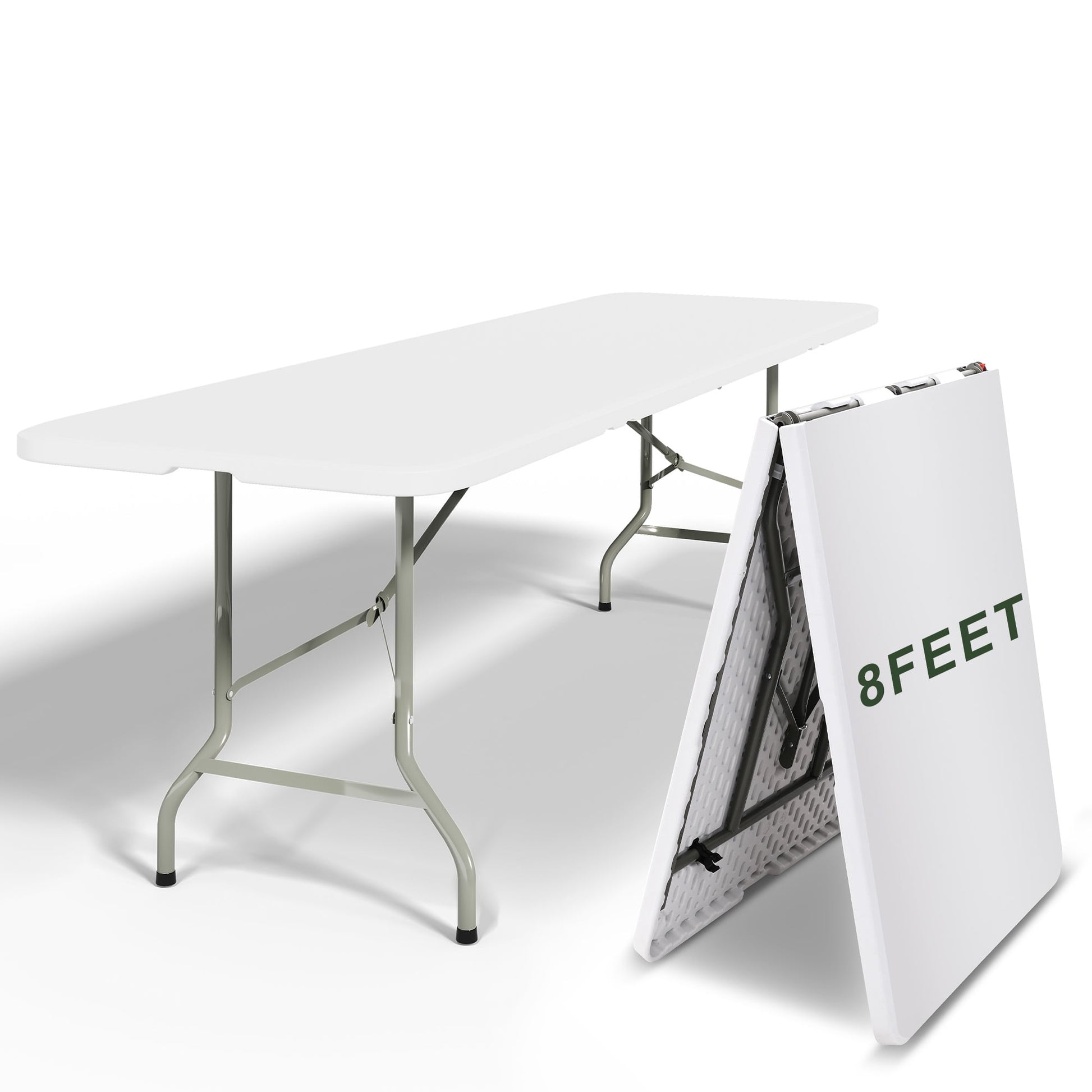 BalanceFrom Portable Folding Table, 8 Feet Foldable Table, Indoor/ Outdoor Heavy Duty Folding Table with Steel Legs & Handle, Perfect for Dining, Camping, Wedding, Picnic, Temporary