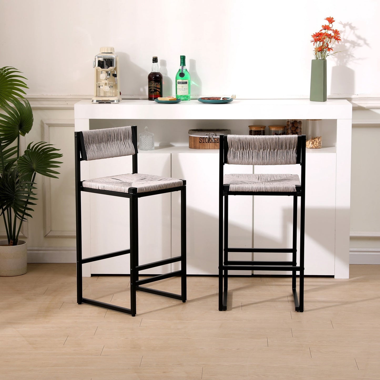 Bar Stools Set of 2 Counter Height Bar Stools,34.84 inch Counter Stool for Kitchen Island, Dining Room,Gray