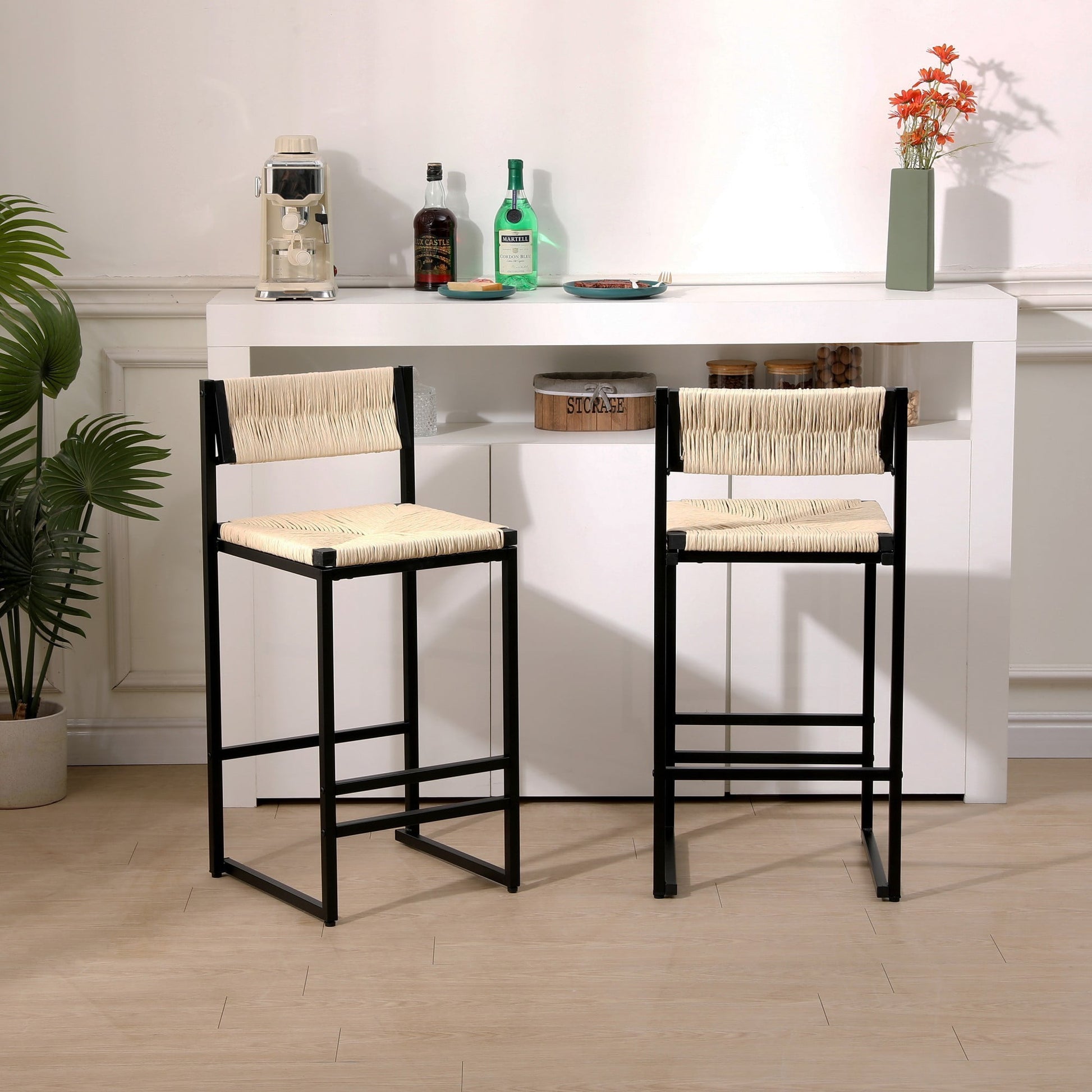 Bar Stools Set of 2 Counter Height Bar Stools,34.84 inch Counter Stool for Kitchen Island, Dining Room,White