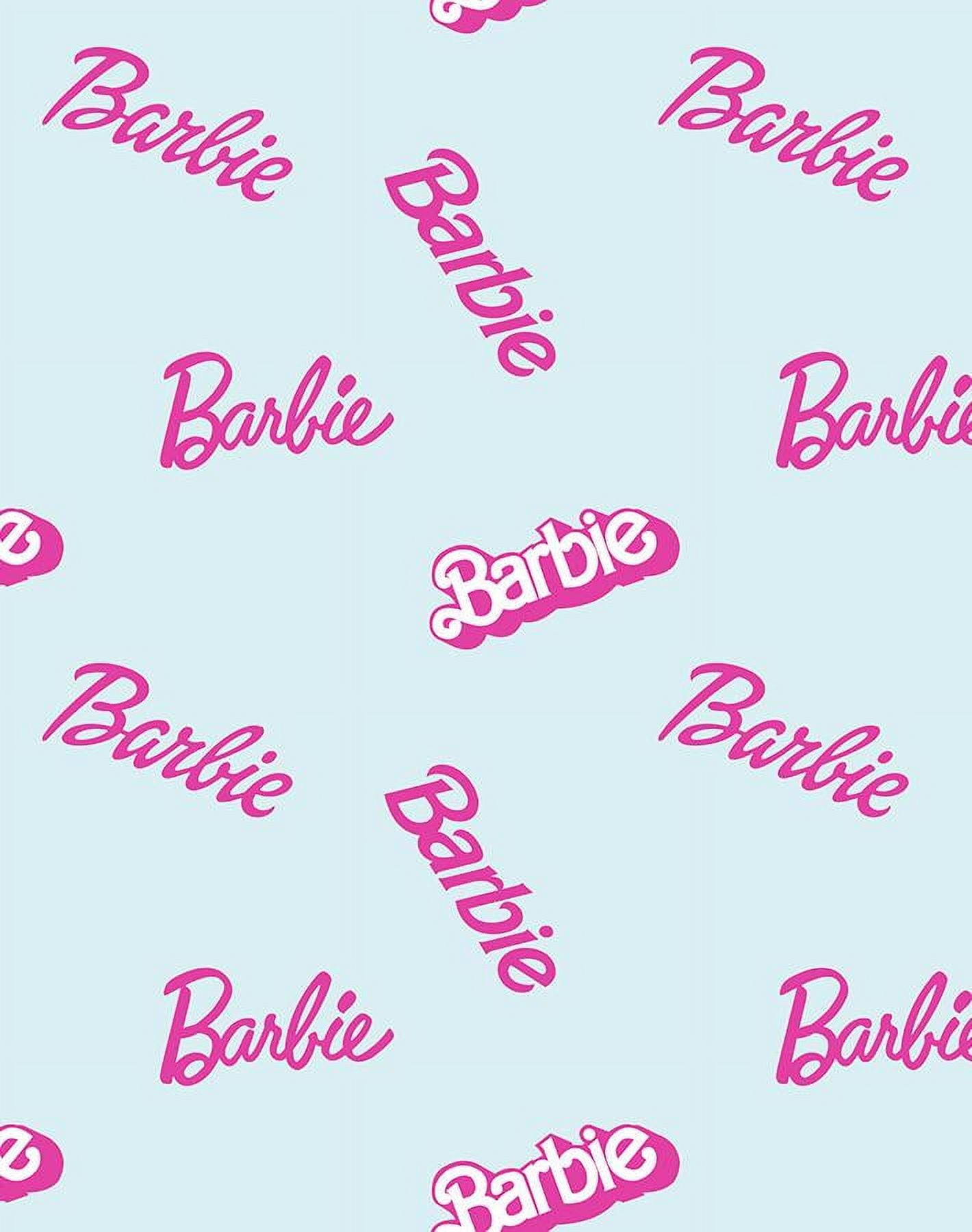 Barbie Logo Mix Removable Vinyl Wallpaper, Pale Blue