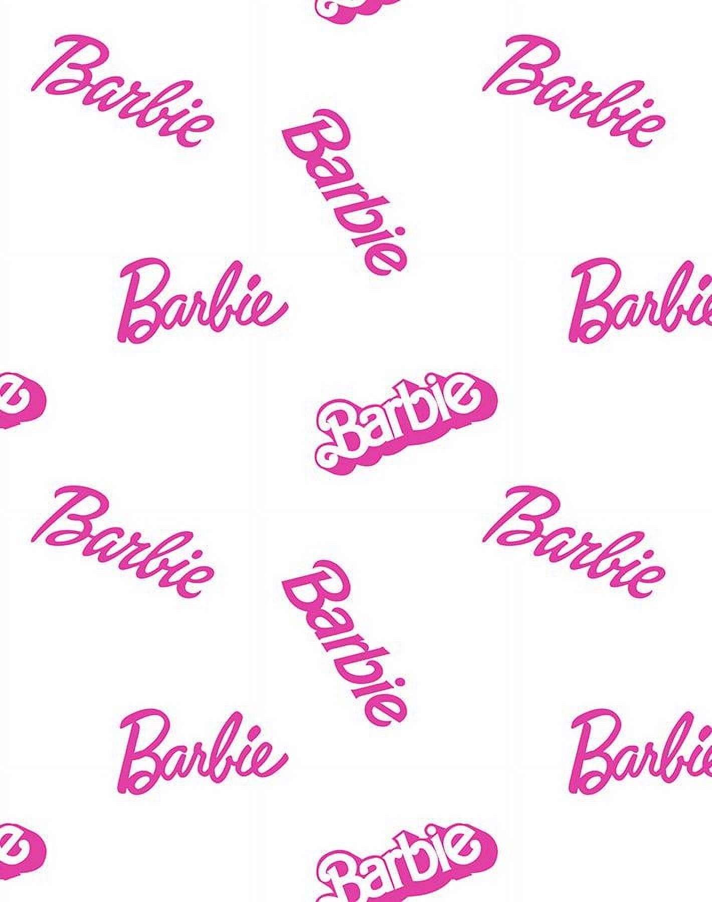 Barbie Logo Mix Removable Vinyl Wallpaper, White