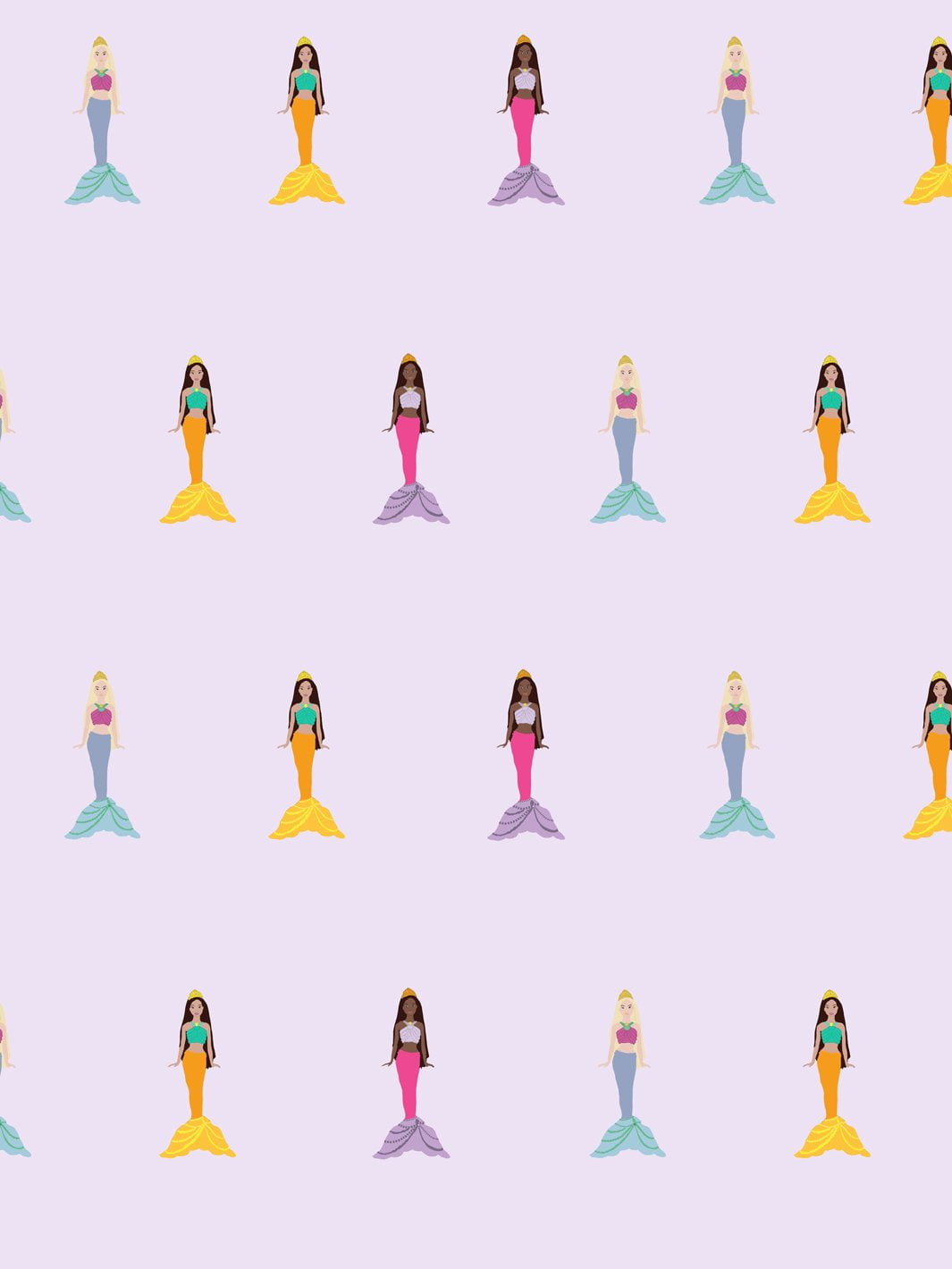 Barbie Mermaids Removable Vinyl Wallpaper, Lavender