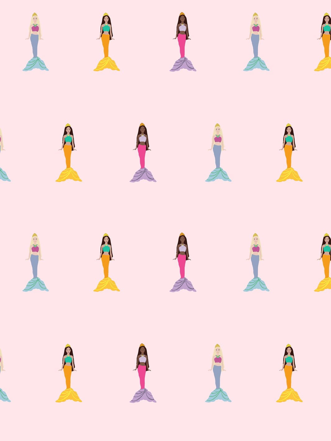 Barbie Mermaids Removable Vinyl Wallpaper, Pink