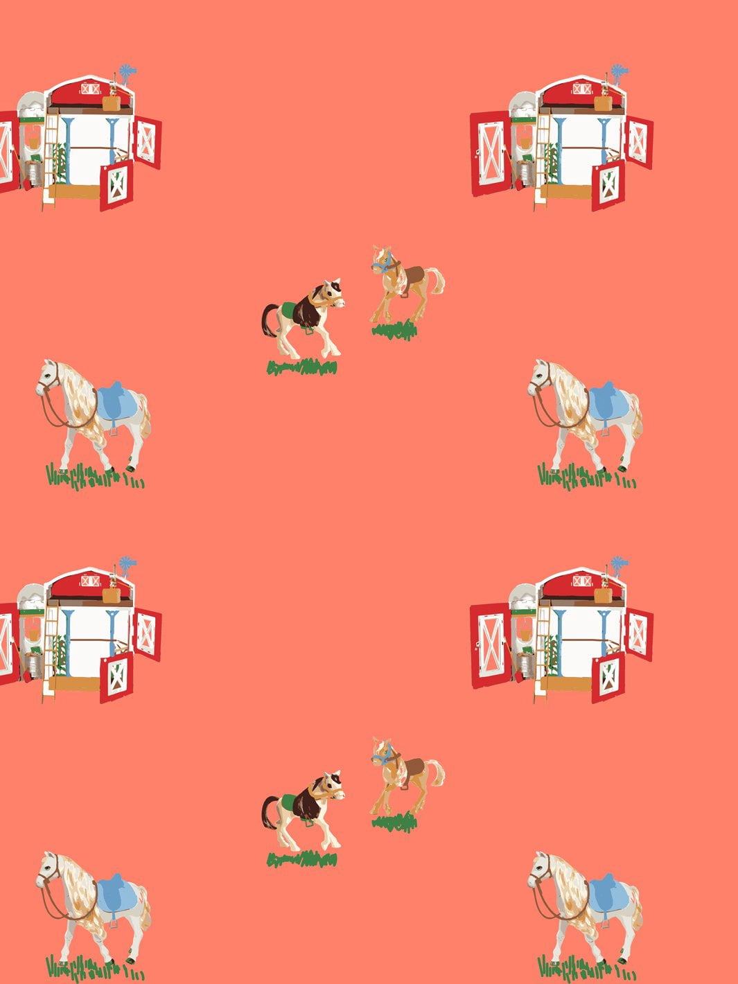 Barbie's Stable Removable Vinyl Wallpaper, Watermelon