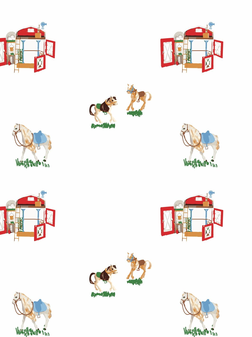 Barbie's Stable Removable Vinyl Wallpaper, White