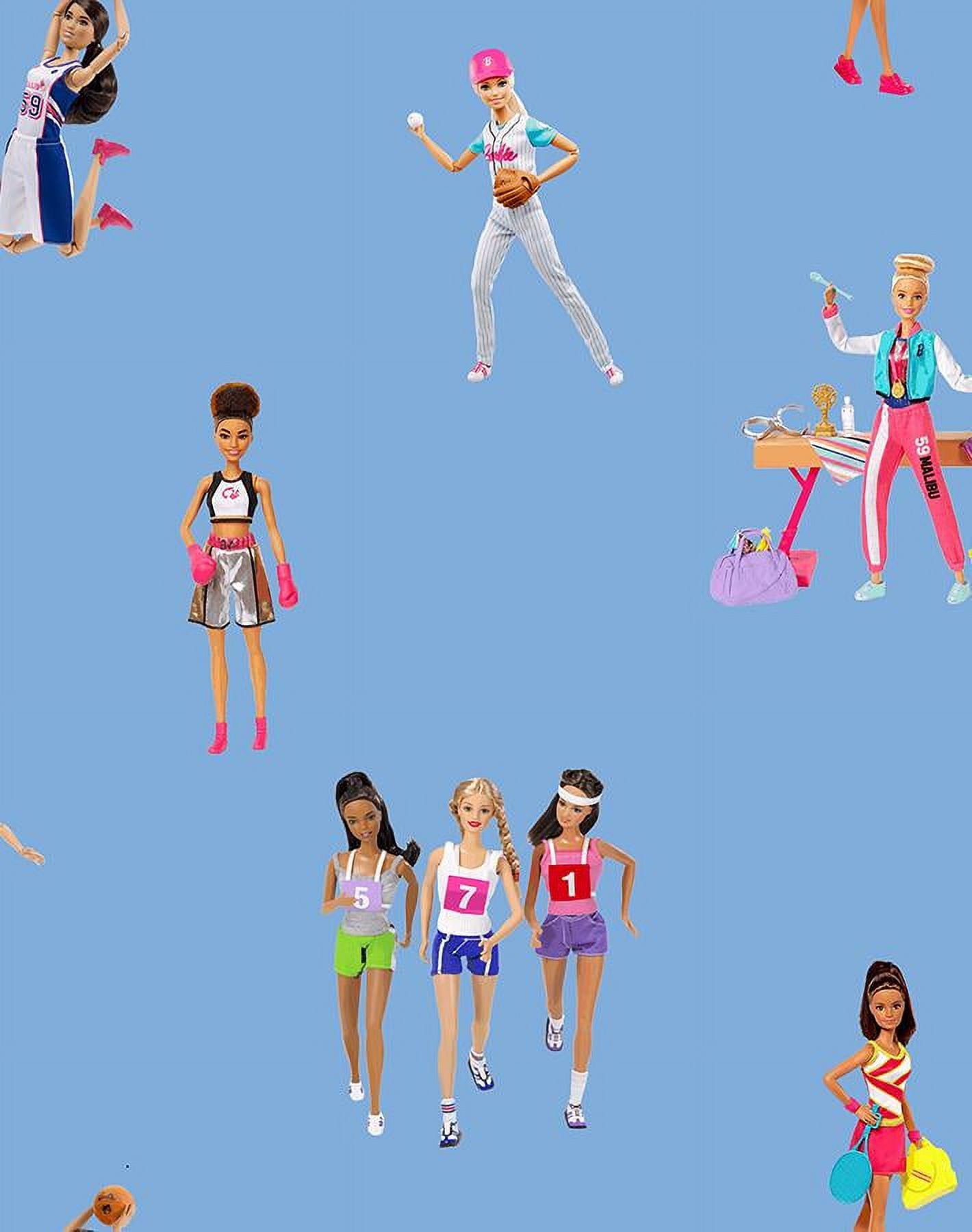 Barbie the Athlete Removable Vinyl Wallpaper, Denim