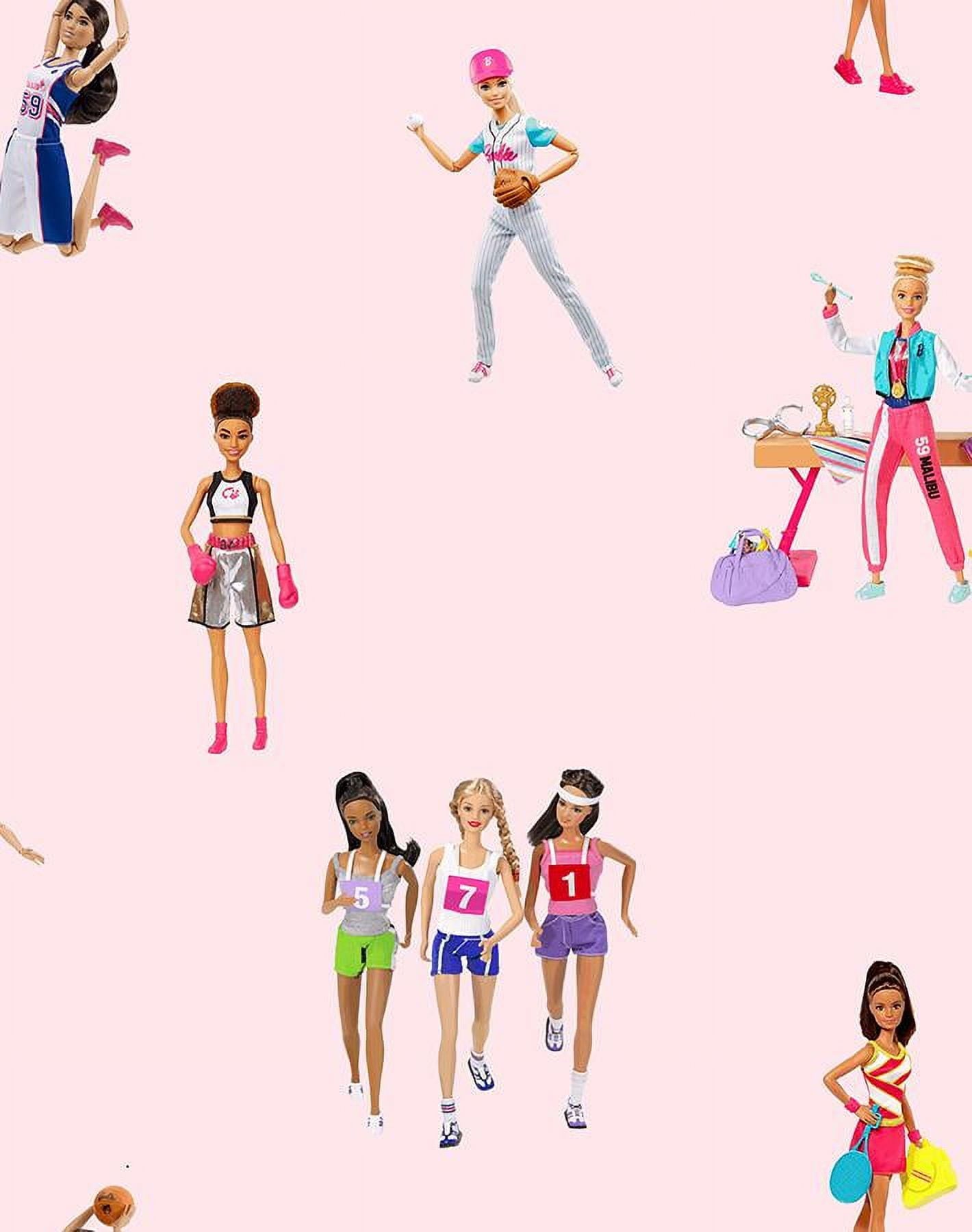 Barbie the Athlete Removable Vinyl Wallpaper, Pink