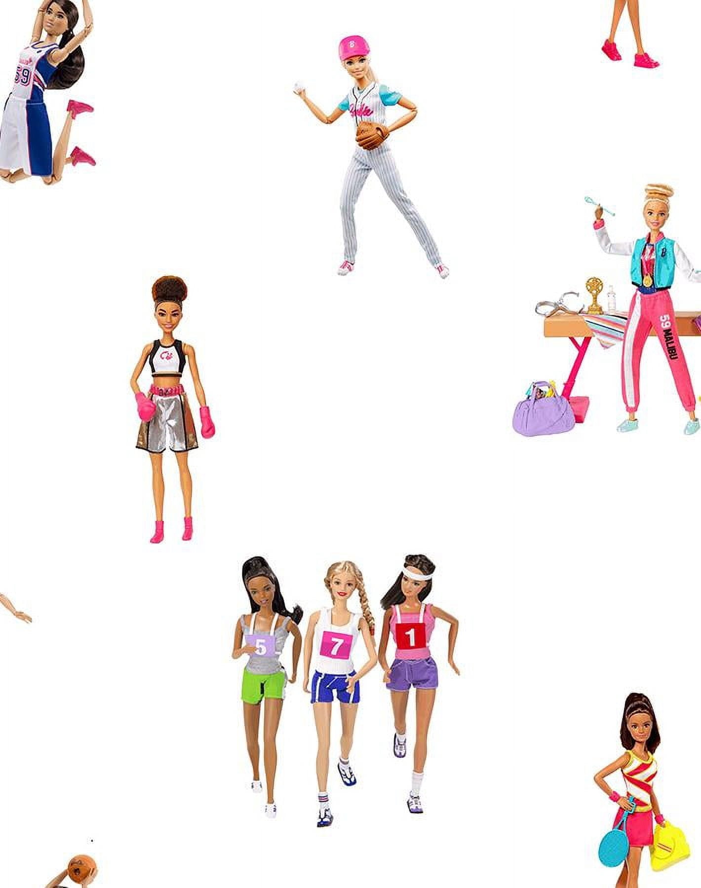 Barbie the Athlete Removable Vinyl Wallpaper - White
