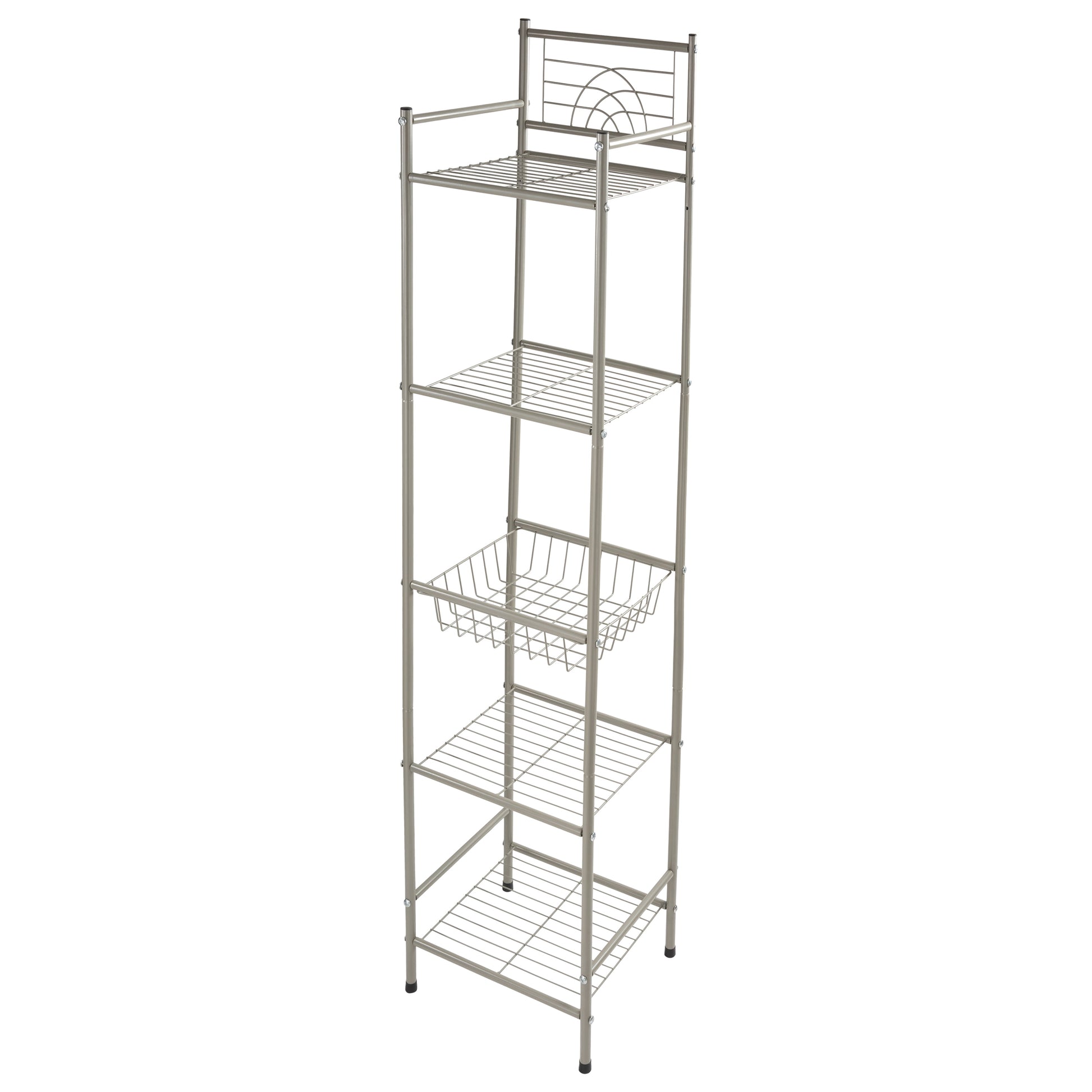 Bath Bliss 11.61"W x 12.99"D x 58.46"H 5-Shelf Storage Shelf, Silver