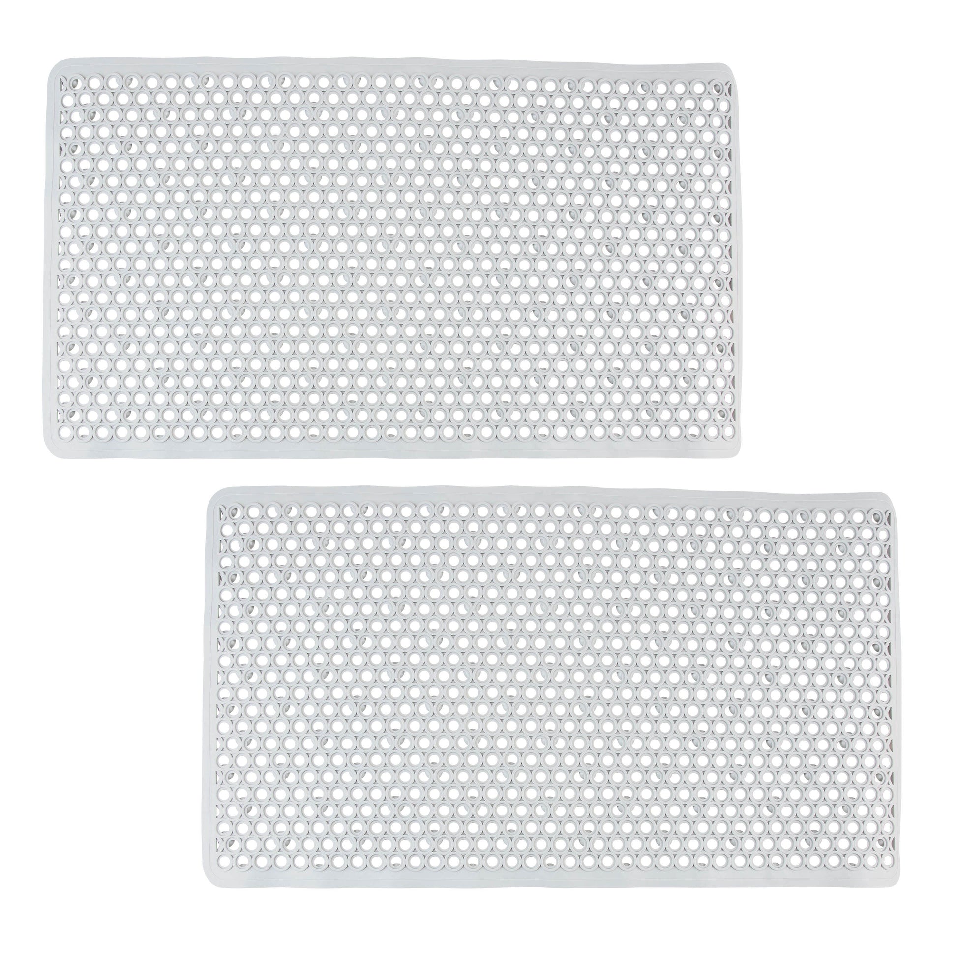 Bath Bliss 2 Pack Self-Draining PVC Bathmats in White