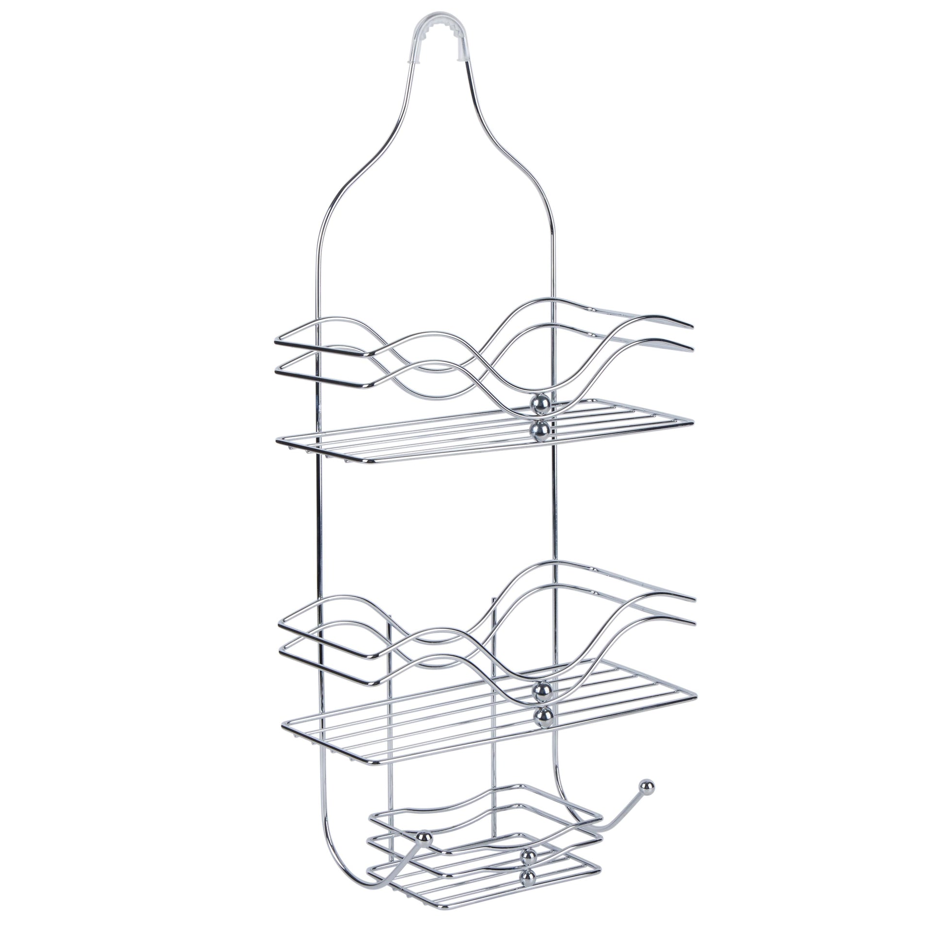 Bath Bliss 2 Shelf Ocean Design Metal Shower Caddy, Chrome