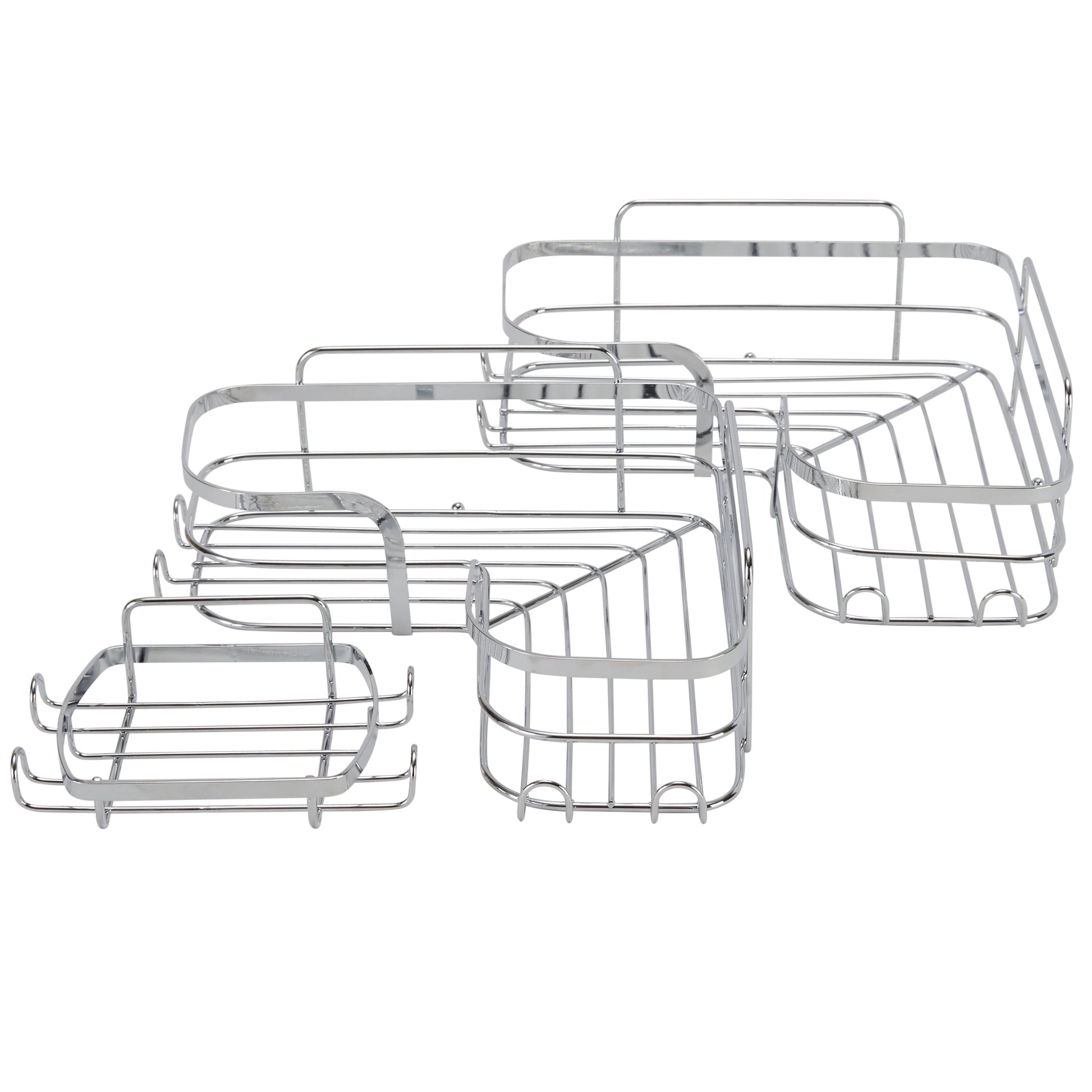 Bath Bliss 3 Piece Adhesive Corner Shelf Caddy Set in Stainless Steel