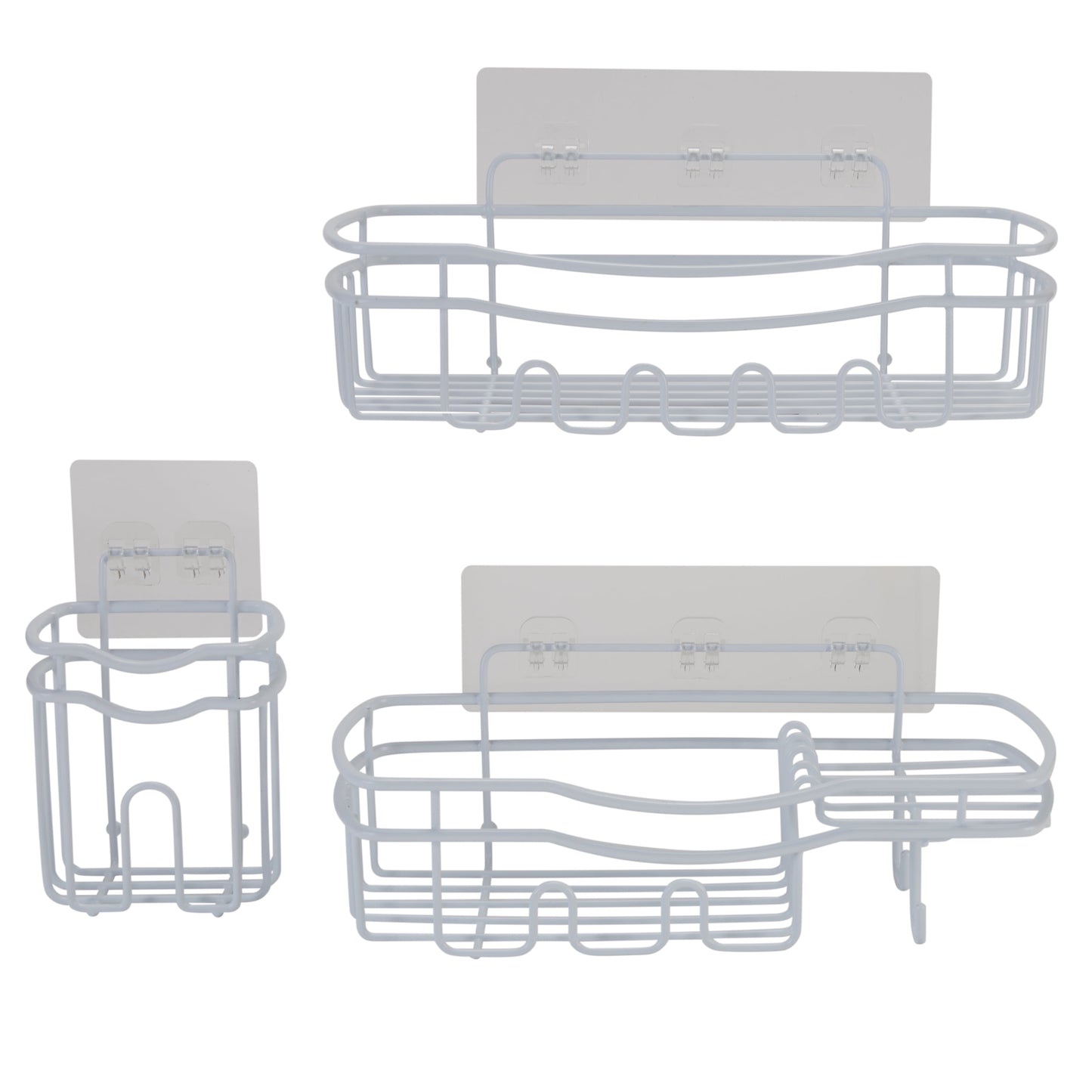 Bath Bliss Ultimate 3 Piece Adhesive Shower Caddy Set in White