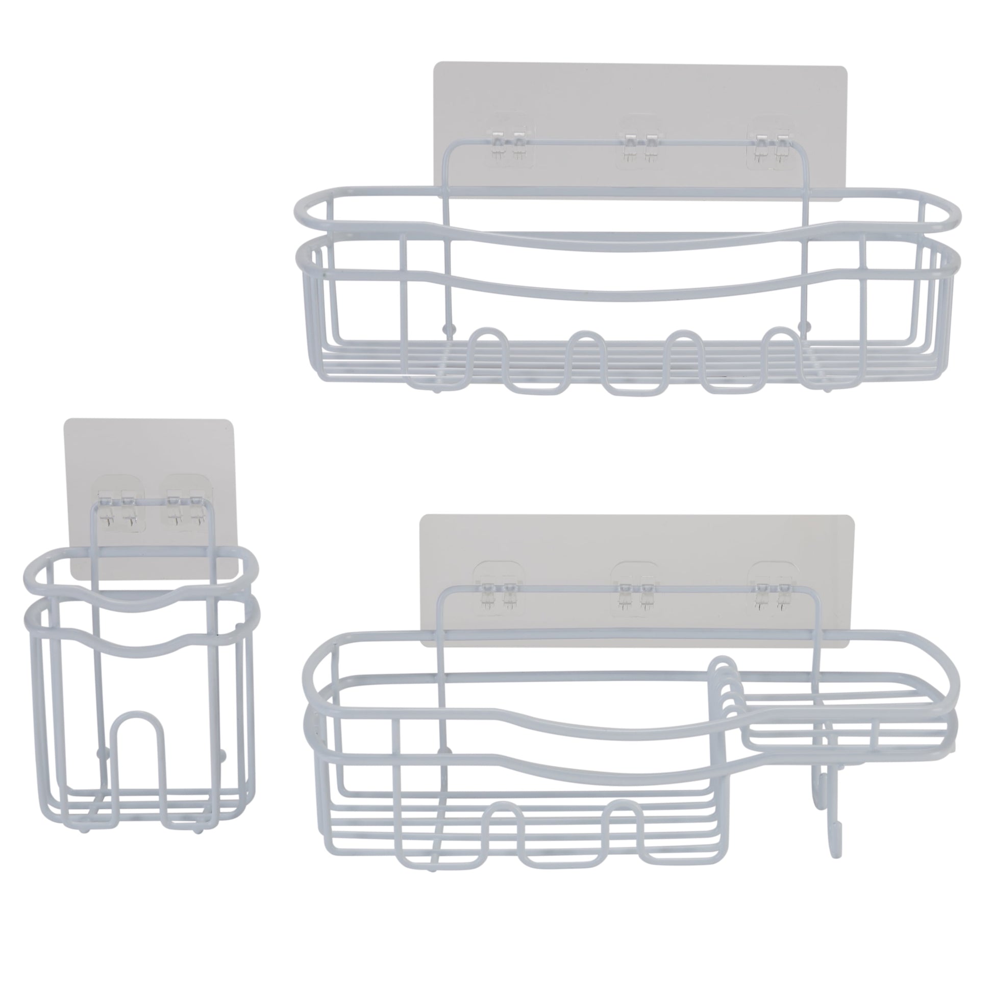 Bath Bliss Ultimate 3 Piece Adhesive Shower Caddy Set in White