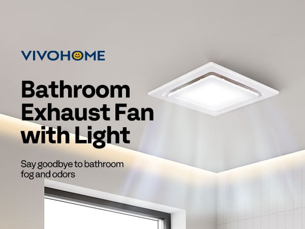 Bathroom Exhaust Fan with Light, 165CFM Shower Ventilation Exhaust Fan with Adjustable 3000K/4500K/6500K LED Light Combo, Ceiling Mount w/ 4" Duct Hose 2.5 Sones Square Fan, 3 Color Light