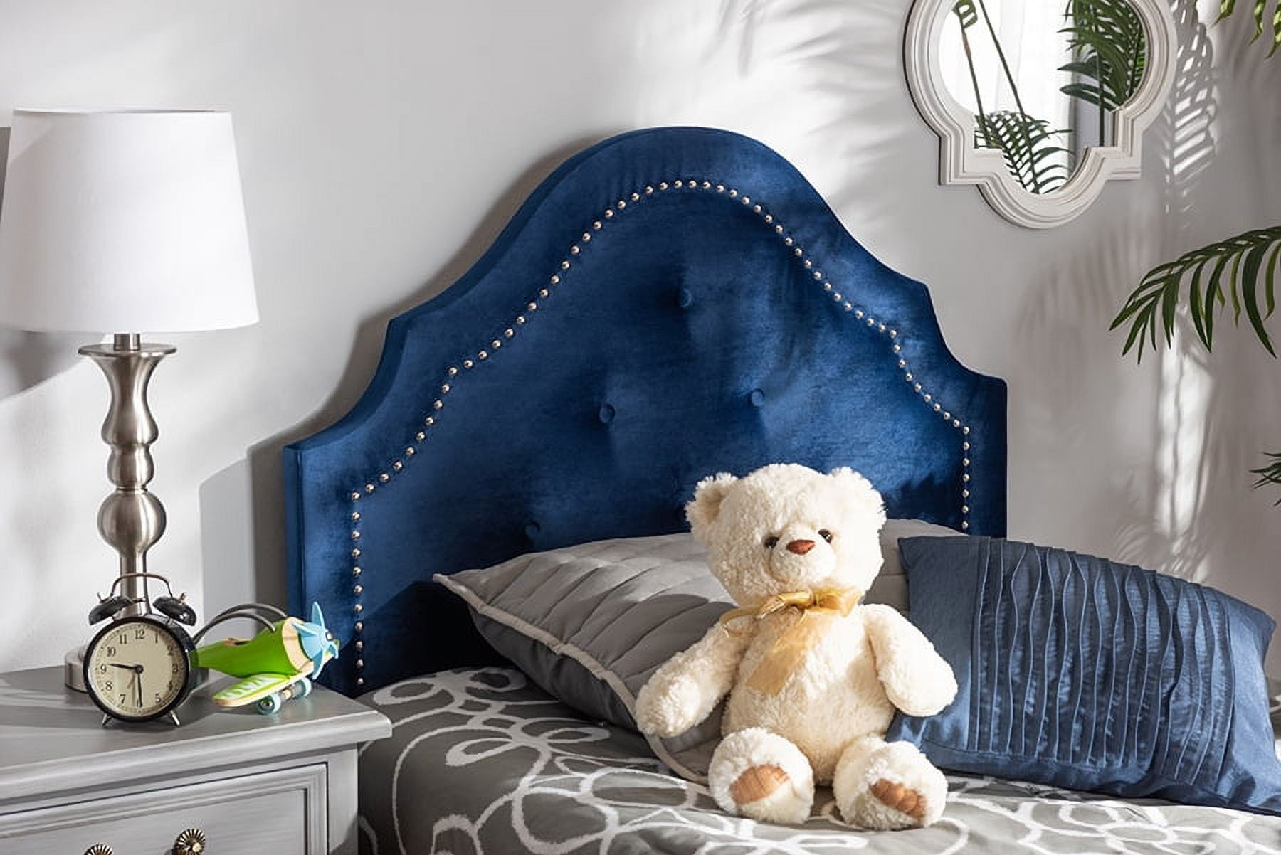 Baxton Studio Cora Modern and Contemporary Navy Blue Velvet Fabric Upholstered Twin Size Headboard