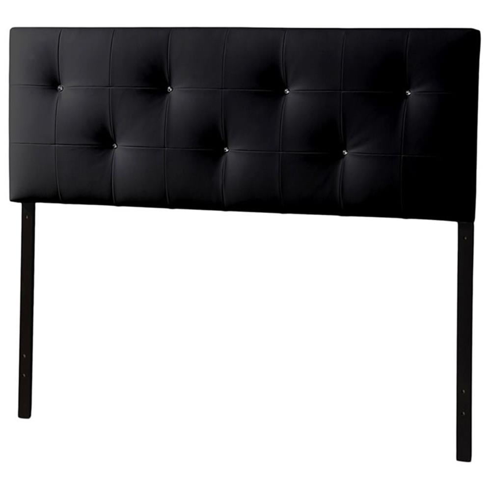 Baxton Studio Dalini Cabecero de Panel de Cuero SintÃ©tico con Botones Queen, Negro