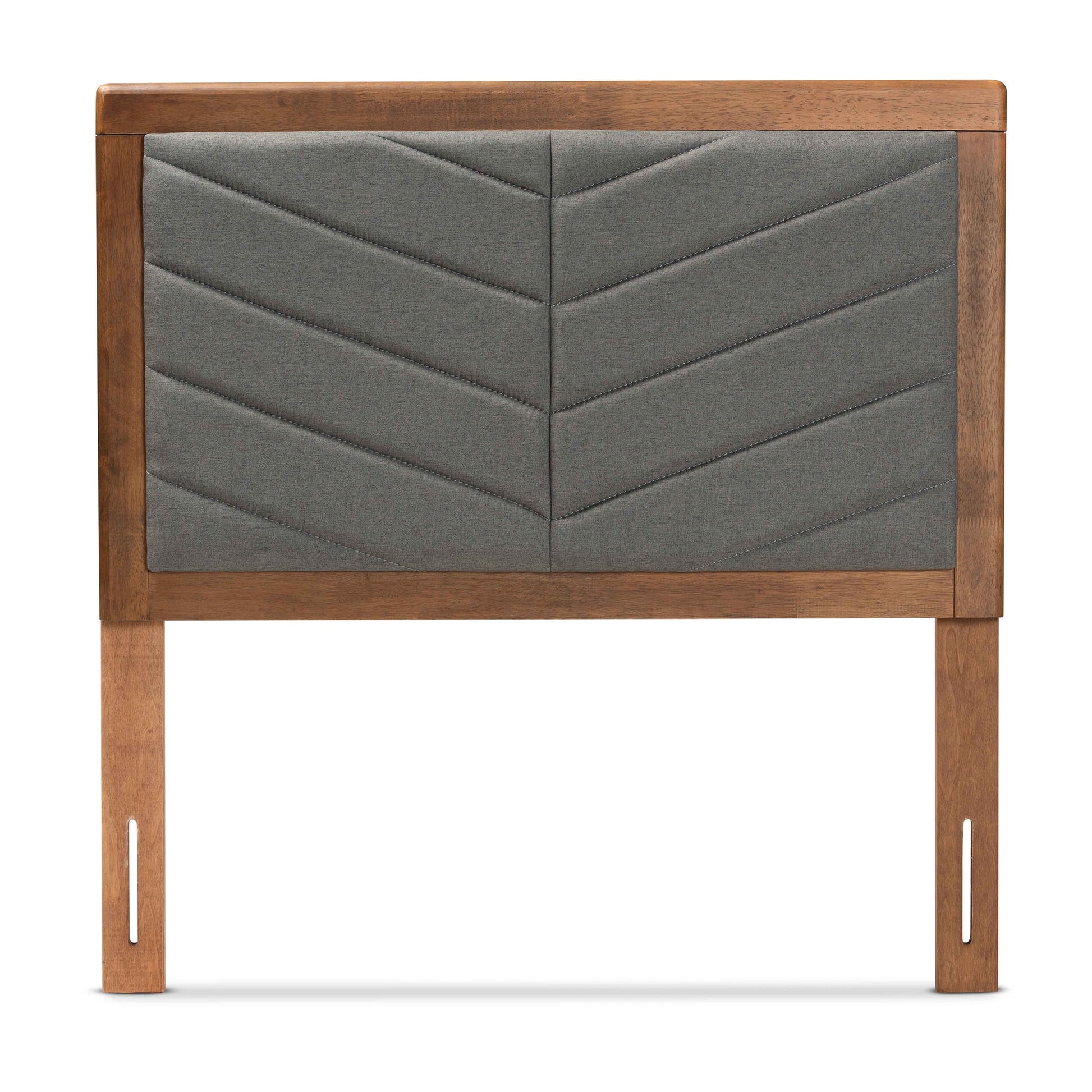 Baxton Studio Iden Modern and Contemporary Light Grey Fabric Upholstered and Walnut Brown Finished Wood King Size Headboard