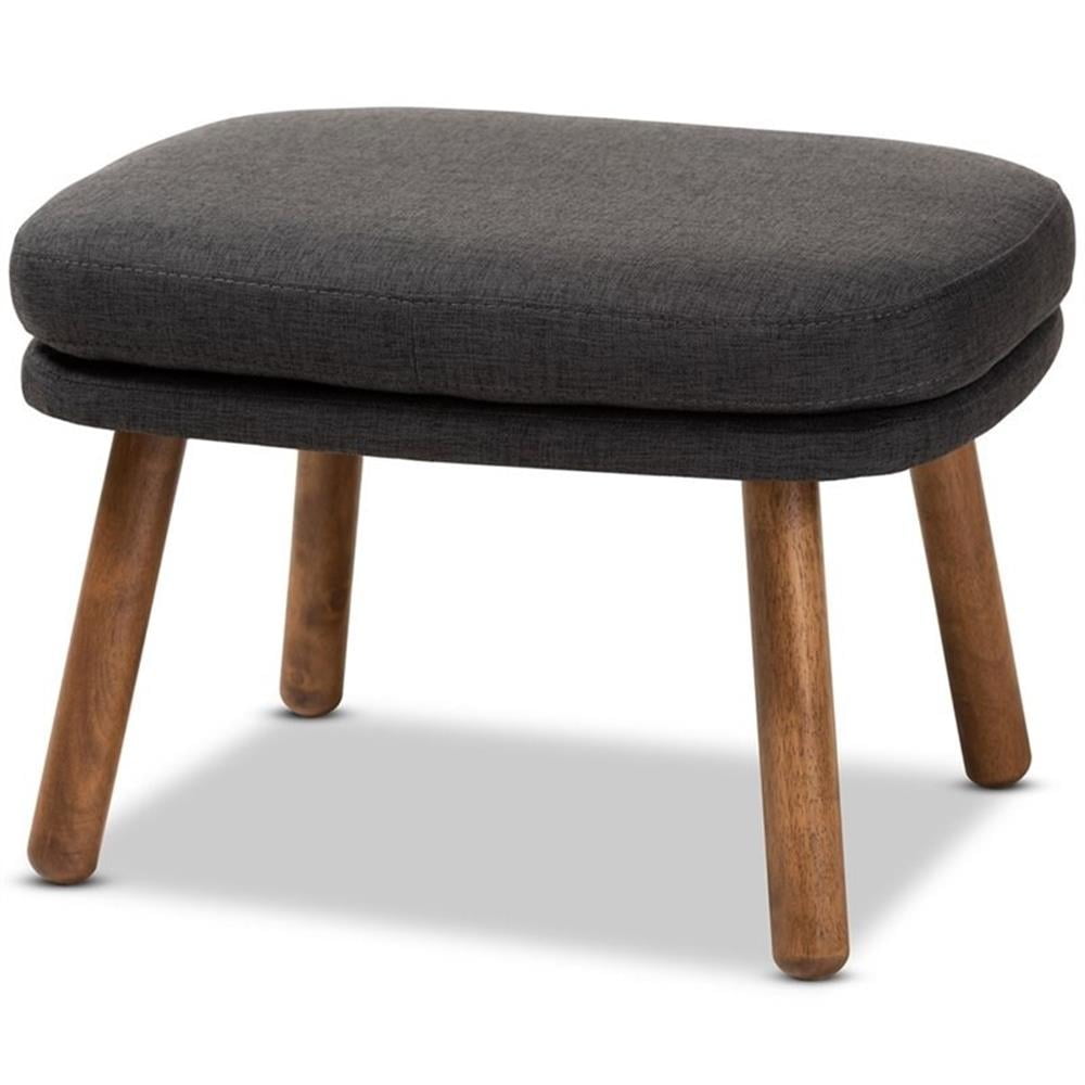 Baxton Studio Lovise Ottoman in Dark Grey and Walnut Brown