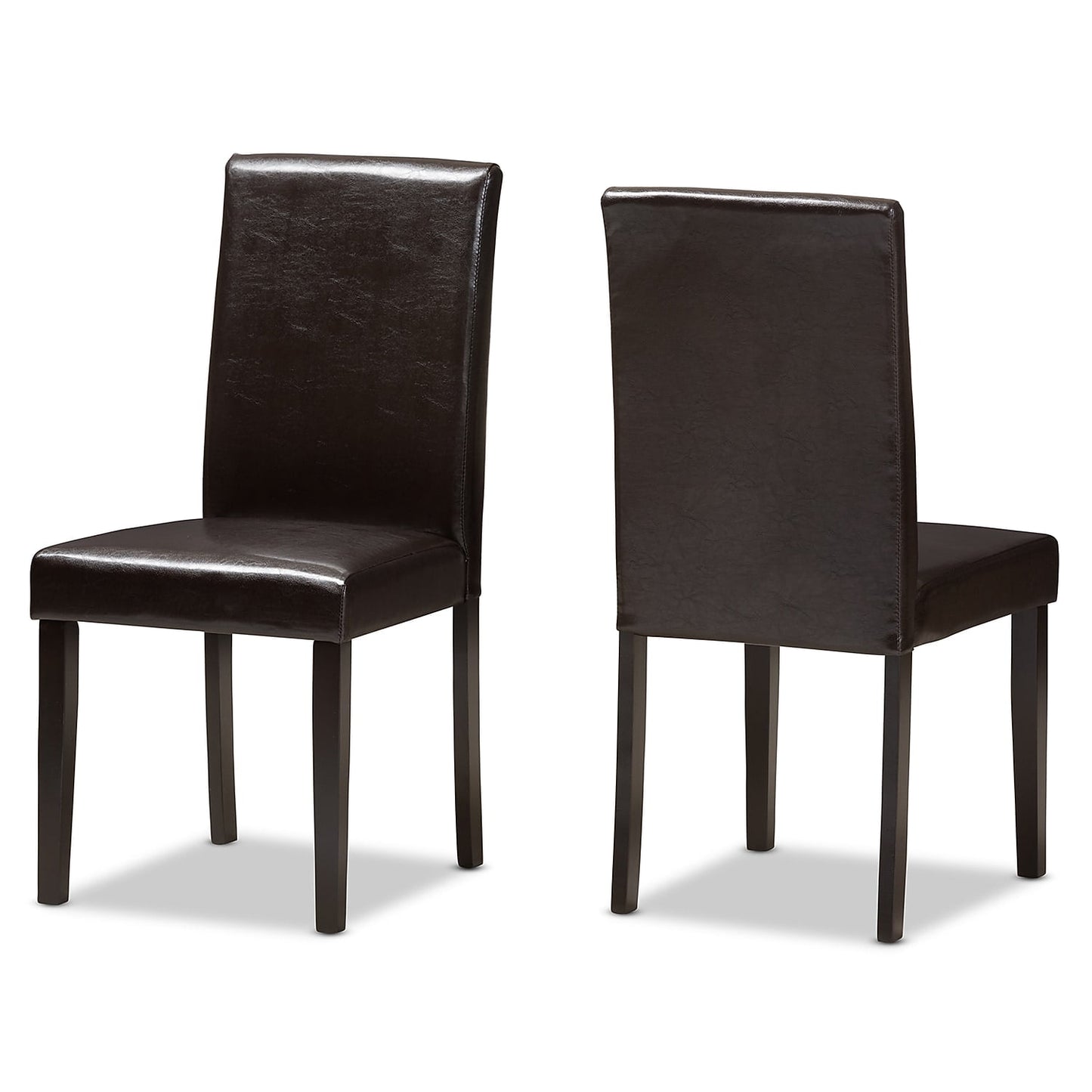 Baxton Studio Mia Faux Leather Dining Side Chair in Brown (Set of 2)