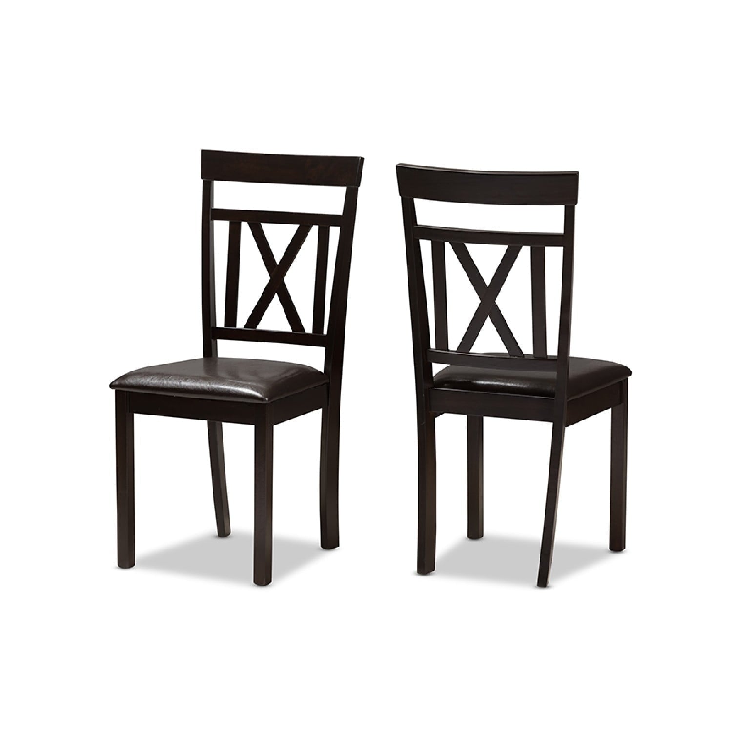 Baxton Studio Rosie Modern and Contemporary Dark Brown Faux Leather Upholstered Dining Chair (Set of 2)