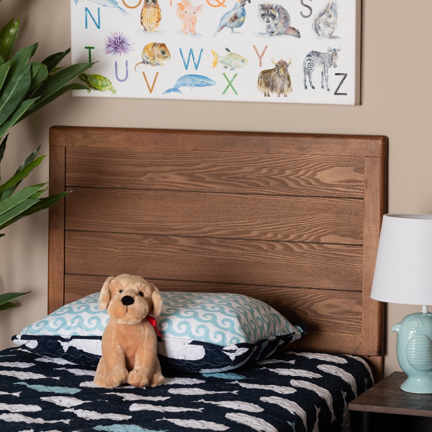 Baxton Studio Seren Classic Panel Engineered Wood Headboard, Twin, Walnut Brown