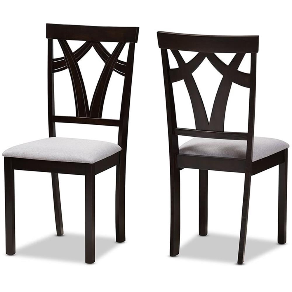 Baxton Studio Sylvia Dining Side Chair in Gray and Brown (Set of 2)