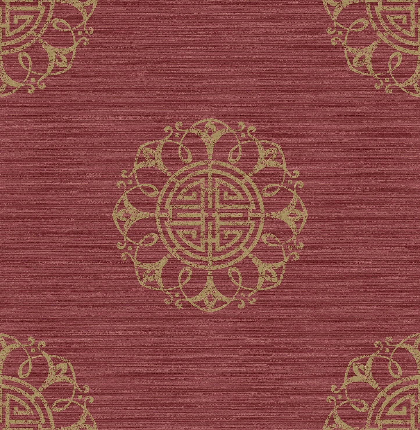 Beacon House Lien Red Fountain Medallion Wallpaper