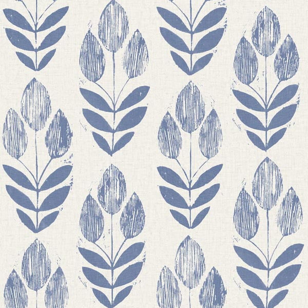 Beacon House Scandinavian Blue Print Tulip Unpasted Non Woven Wallpaper, 20.5-in by 33-ft, 56.4 sq. ft.