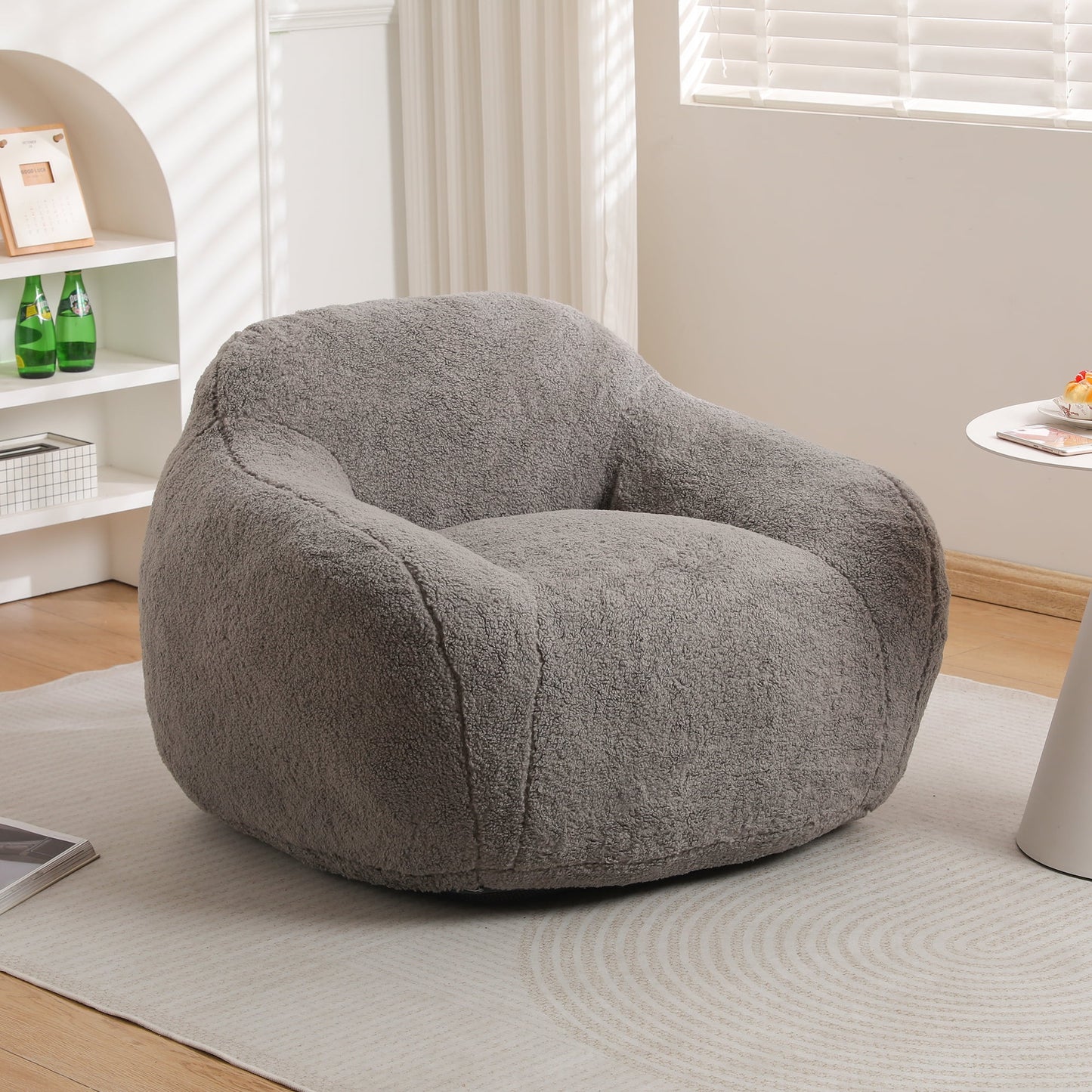 Bean Bag Chair, Adult Bean Bag Sofa, Bean Bag Sofa with Armrests, Large Bean Bag Chair, Filled with Memory Foam, Suitable for Living Rooms and Bedrooms,Light Gray