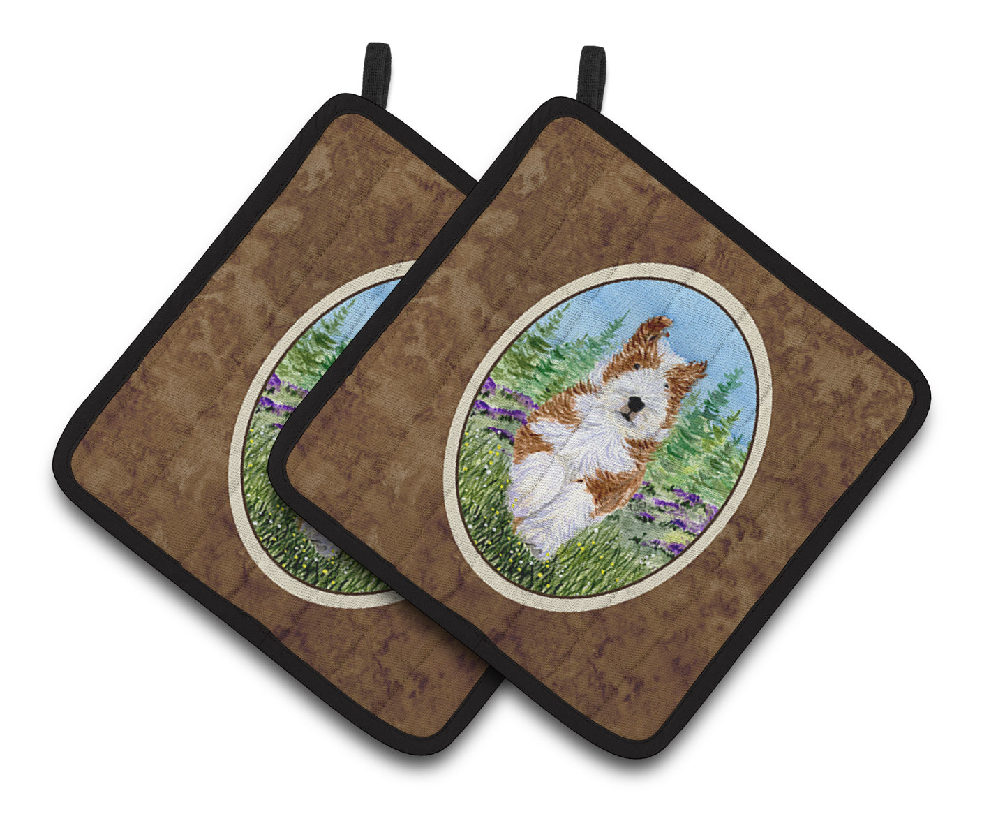 Bearded Collie Pair of Pot Holders