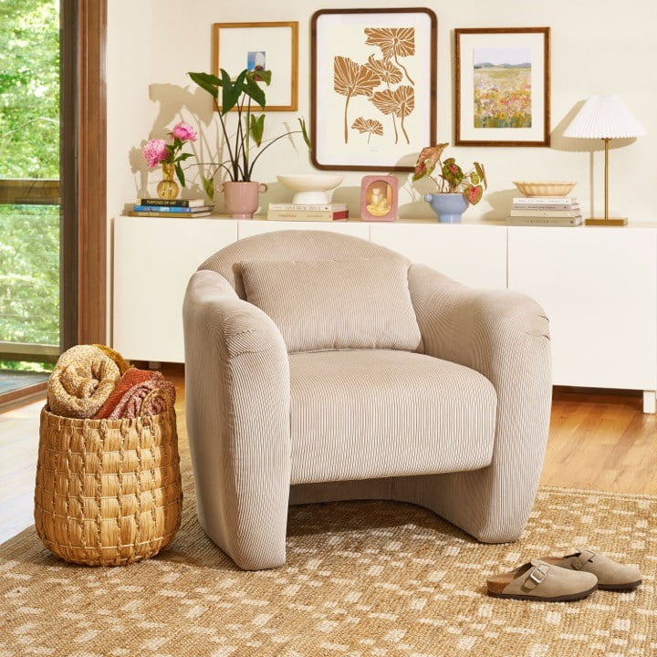 Beautiful Barrymore Teddy Accent Chair by Drew Barrymore, Fawn Cord