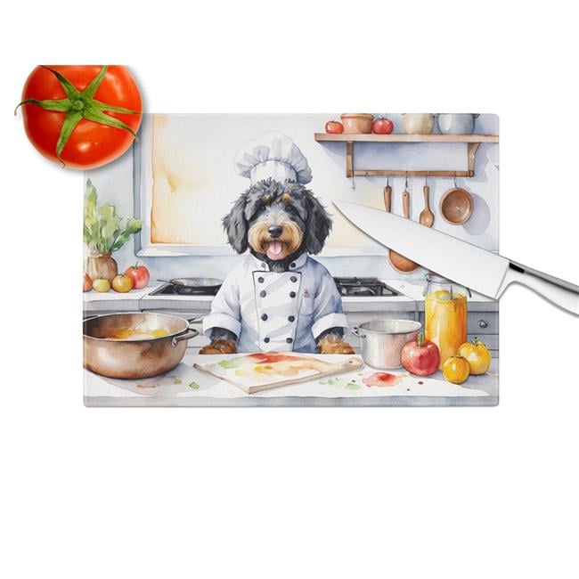 Bernedoodle The Chef Glass Cutting Board 12 in x 15 in