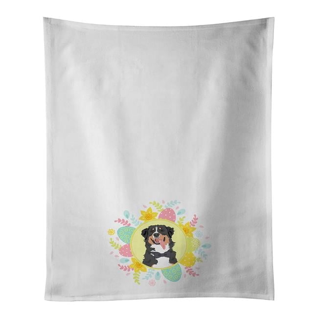 Bernese Mountain Dog #1 Easter White Kitchen Towel Set of 2 19 in x 28 in